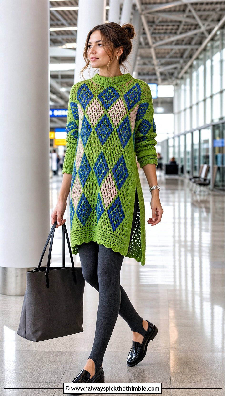 Howls Crochet Tunic Sweater With Stirrup Leggings - 20 Howls Crochet Sweater outfit ideas