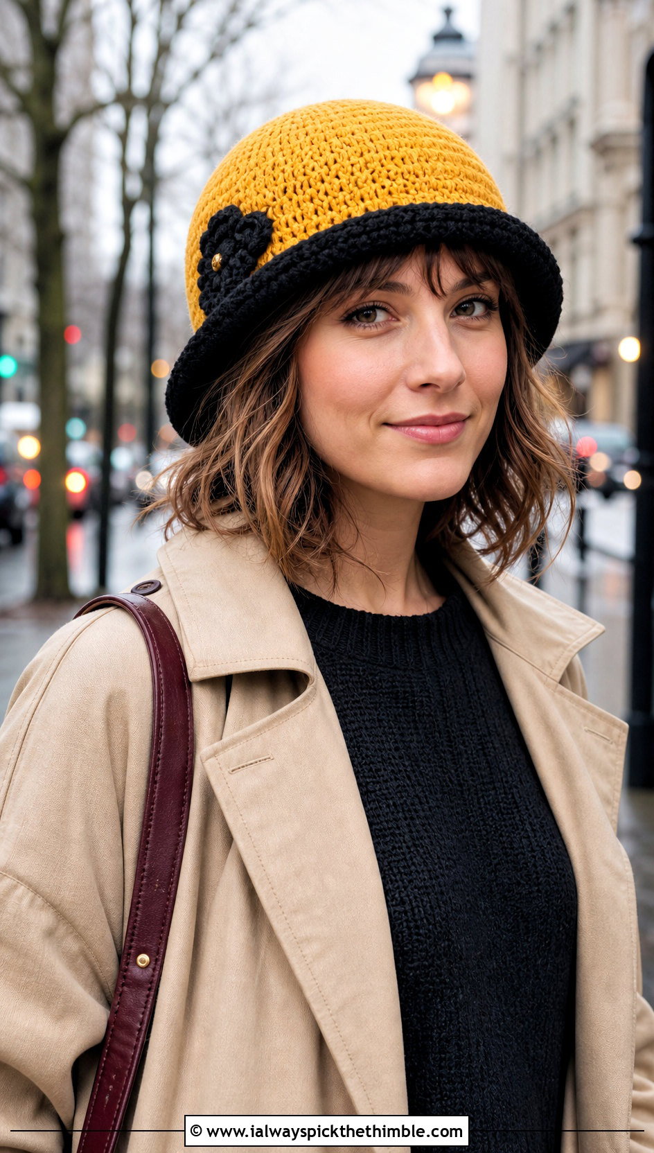 Hufflepuff Crochet Cloche Hat With Trench Coat - 15 Hufflepuff Crochet Hat outfit ideas