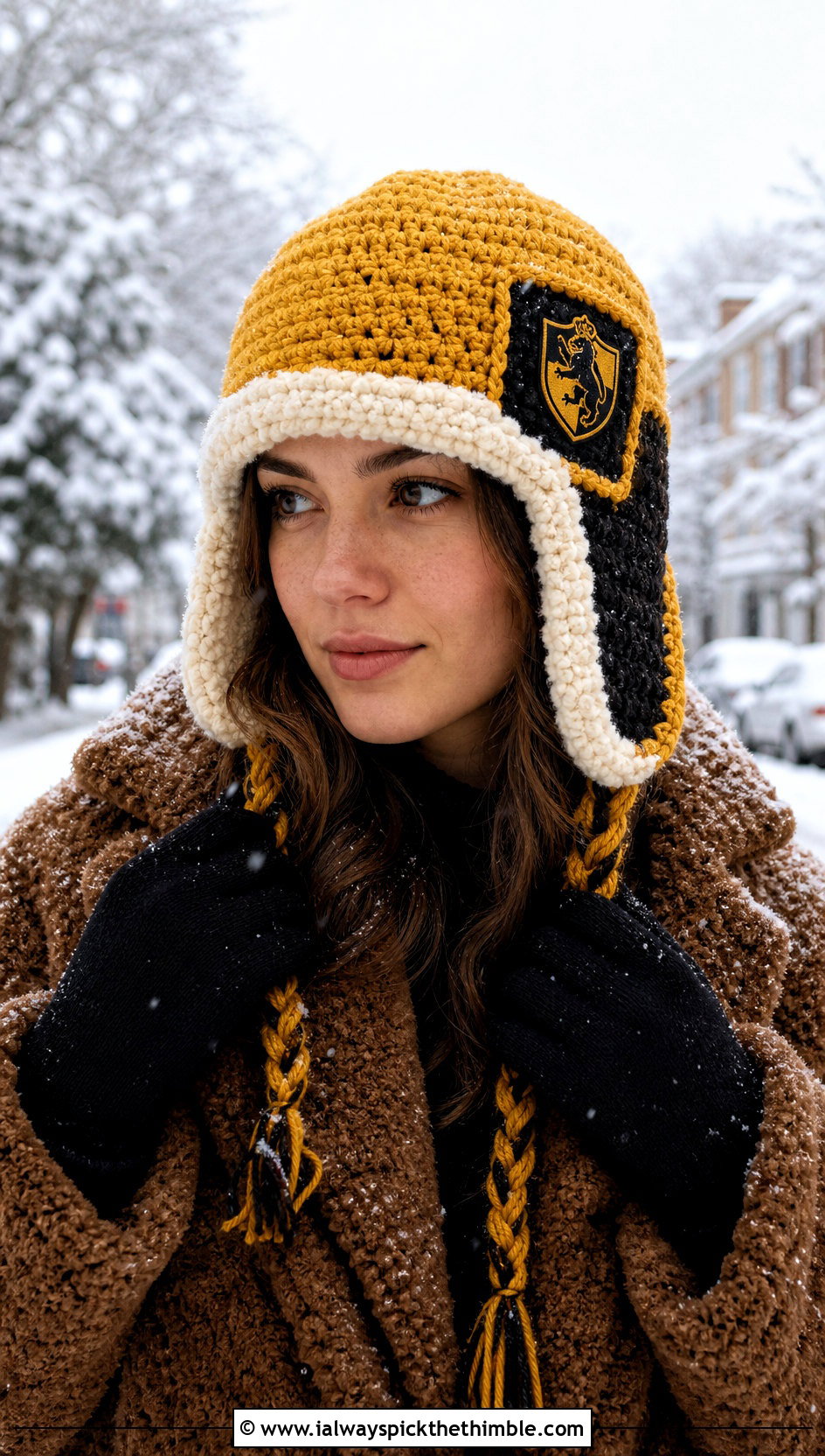 Hufflepuff Crochet Trapper Hat With Teddy Coat - 15 Hufflepuff Crochet Hat outfit ideas
