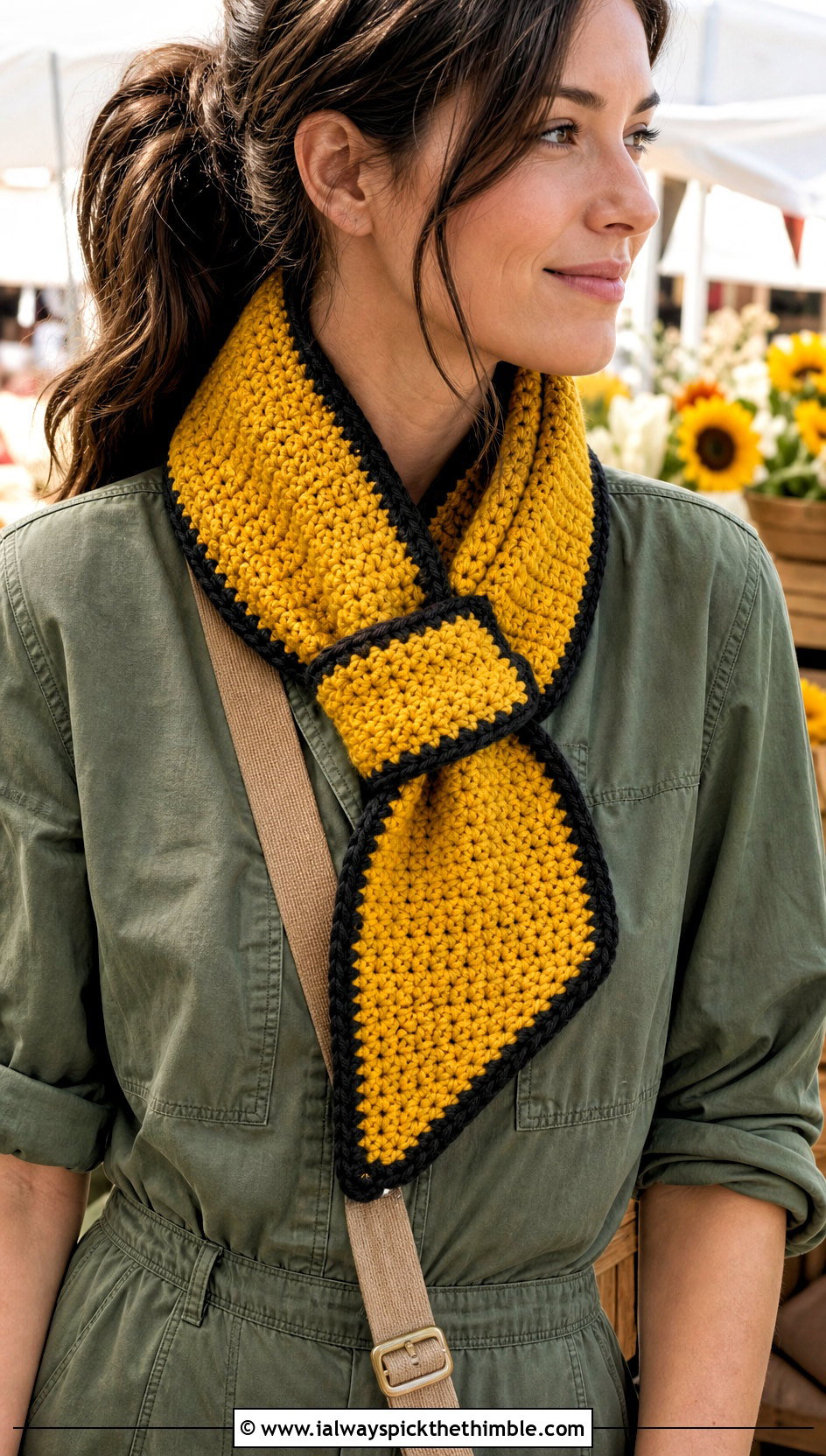 Hufflepuff Keyhole Crochet Hogwarts Scarf With Utility Jumpsuit - 20 crochet hogwarts scarf outfit ideas