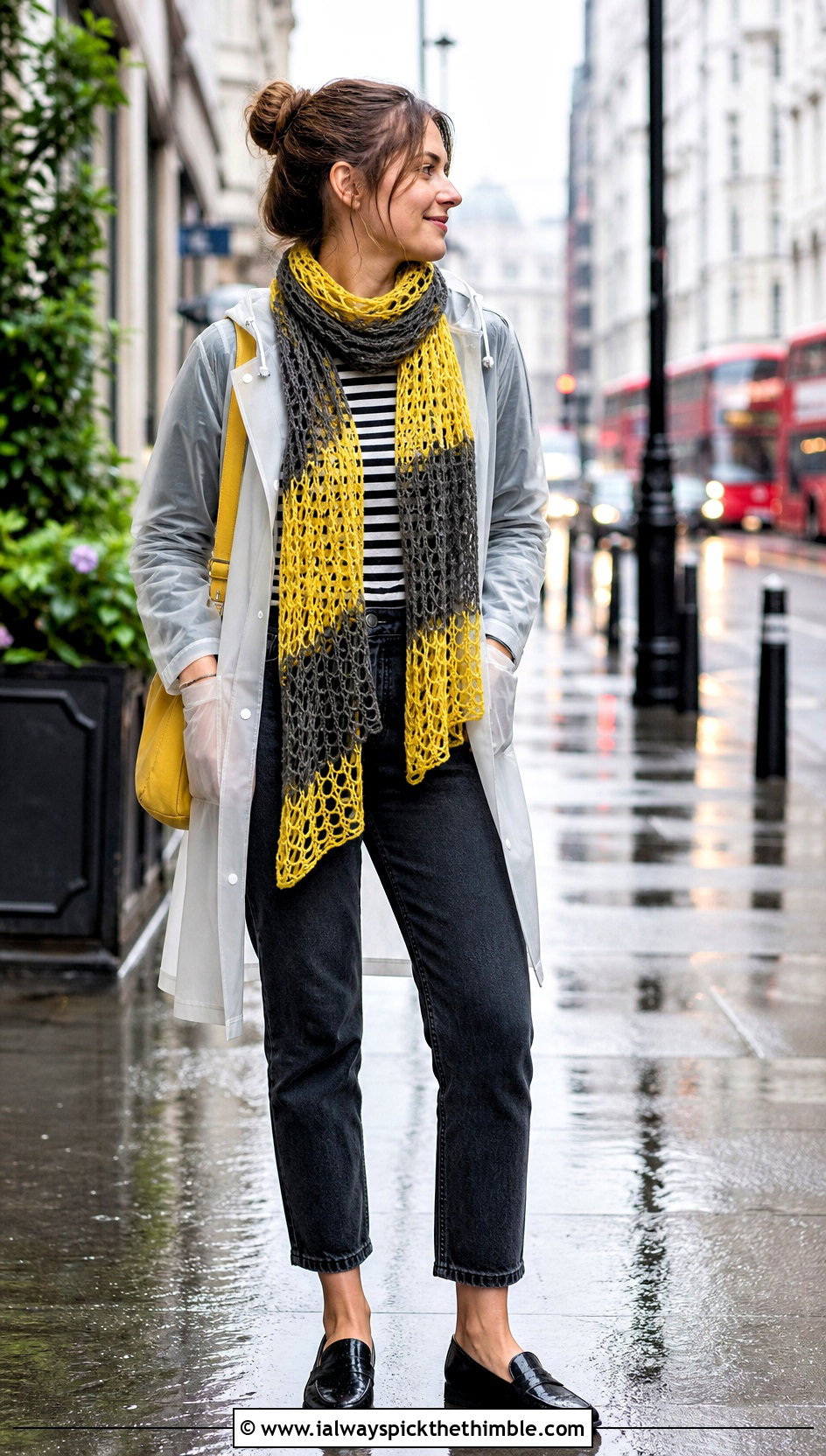 Hufflepuff Mesh Crochet Harry Potter Scarf With Raincoat - 25 crochet harry potter scarf outfit ideas