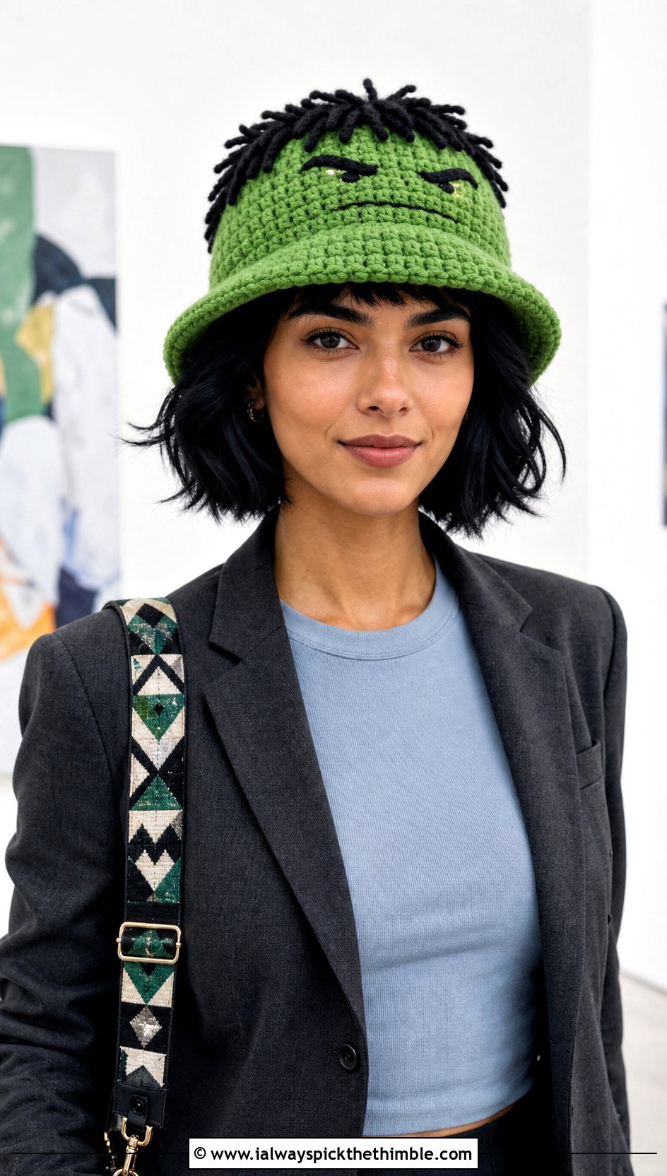 Hulk Brimmed Crochet Hat With Pantsuit - 20 Hulk Crochet Hat outfit ideas