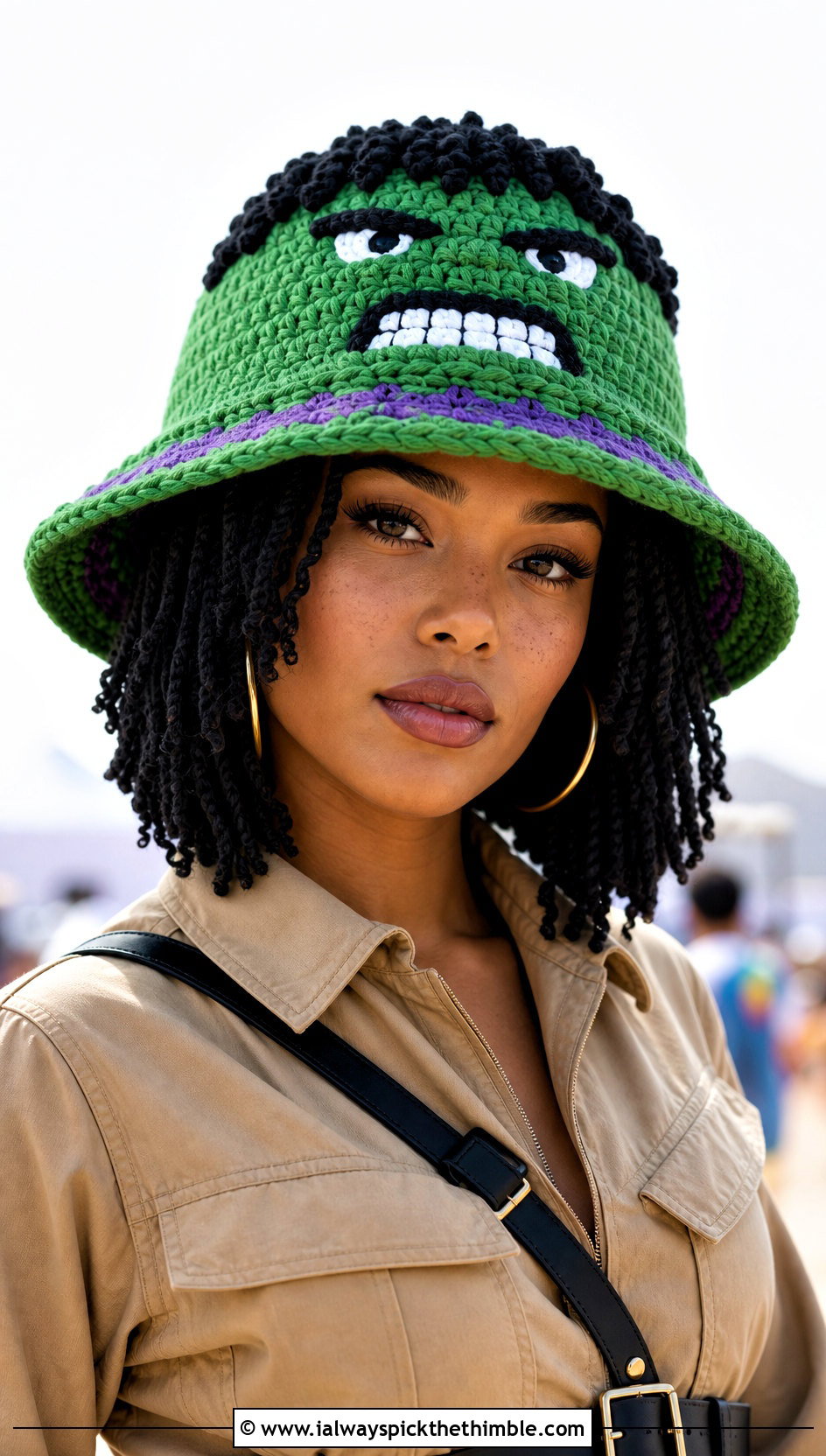 Hulk Crochet Bucket Hat With Utility Jumpsuit - 20 Hulk Crochet Hat outfit ideas