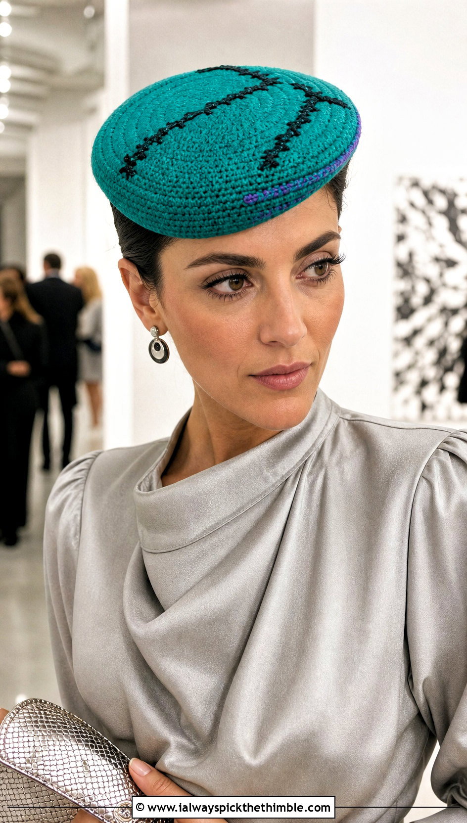 Hulk Crochet Pillbox Hat With Satin Blouse - 20 Hulk Crochet Hat outfit ideas