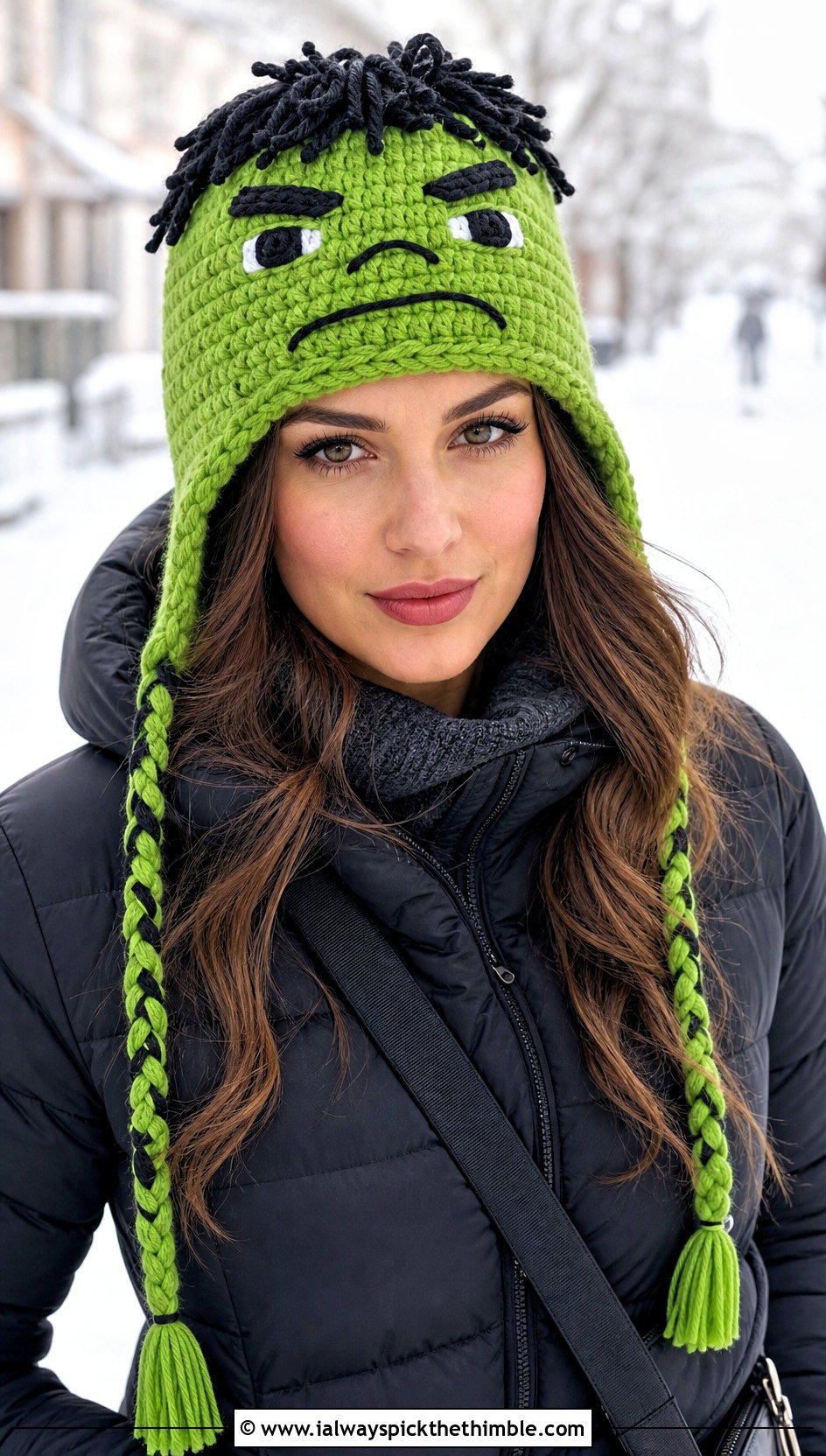 Hulk Earflap Crochet Hat With Puffer Coat - 20 Hulk Crochet Hat outfit ideas