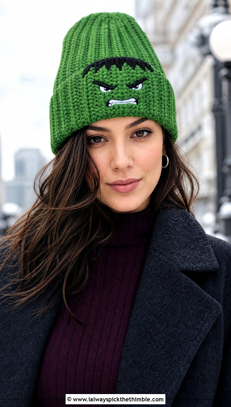 Hulk Ribbed Crochet Beanie With Sweater Dress - 20 Hulk Crochet Hat outfit ideas