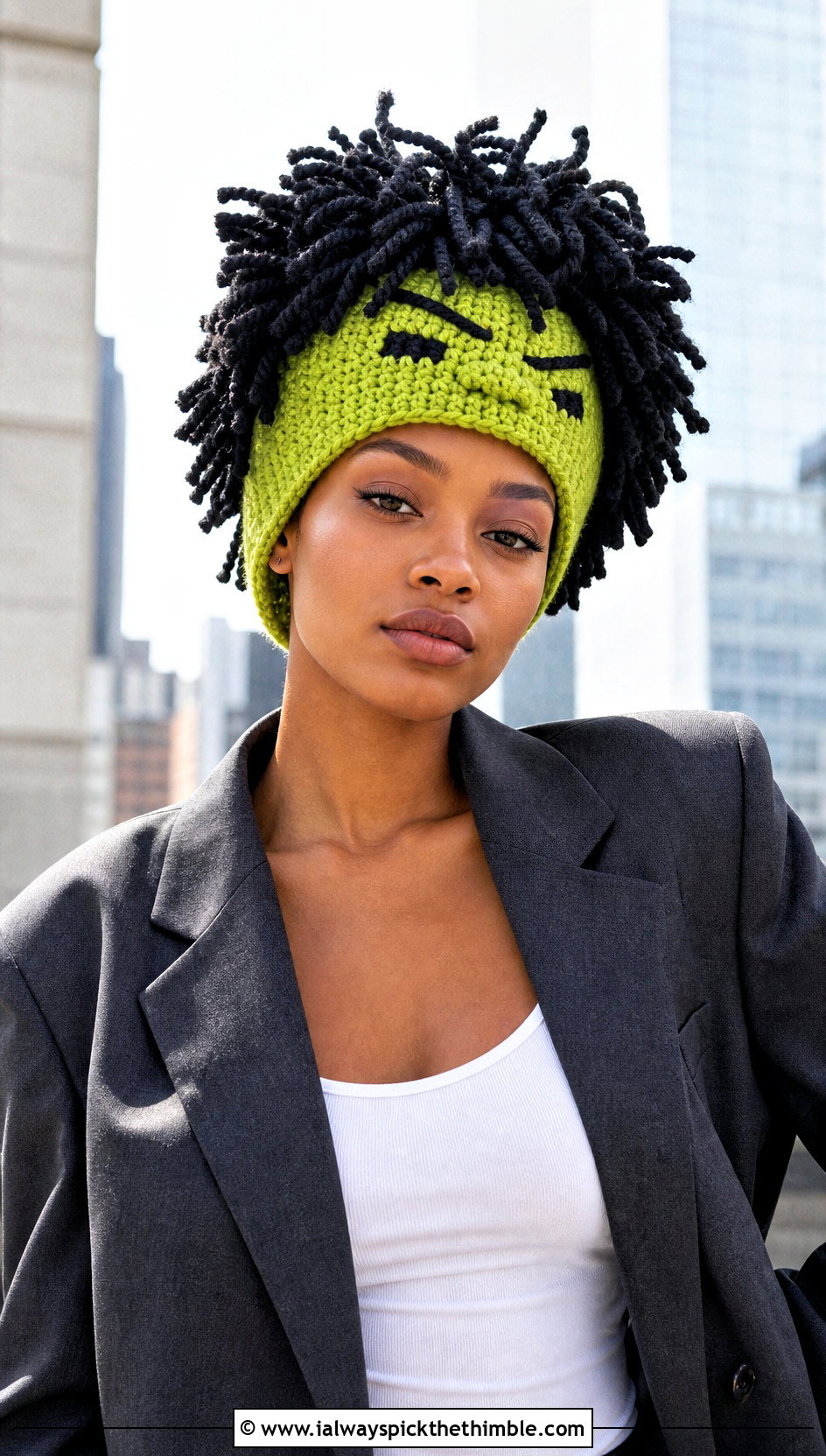 Hulk Wig Crochet Hat With Oversized Blazer - 20 Hulk Crochet Hat outfit ideas