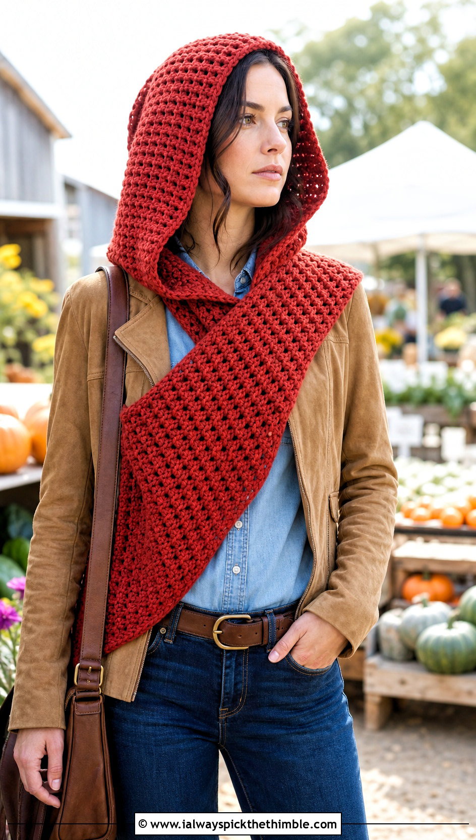 Huntress Katniss Crochet Cowl With Western Denim - 15 katniss crochet hat outfit ideas