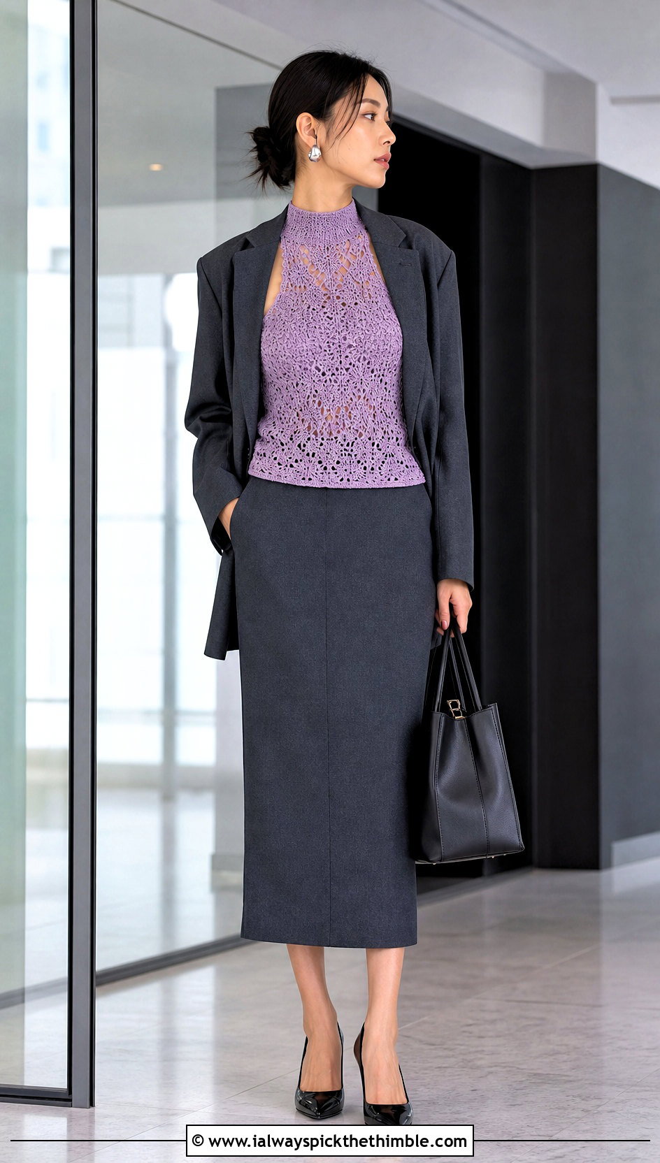 Hysteric Glamour High Neck Crochet Tank With Skirt Suit - 15 Hysteric Glamour Crochet Top outfit ideas