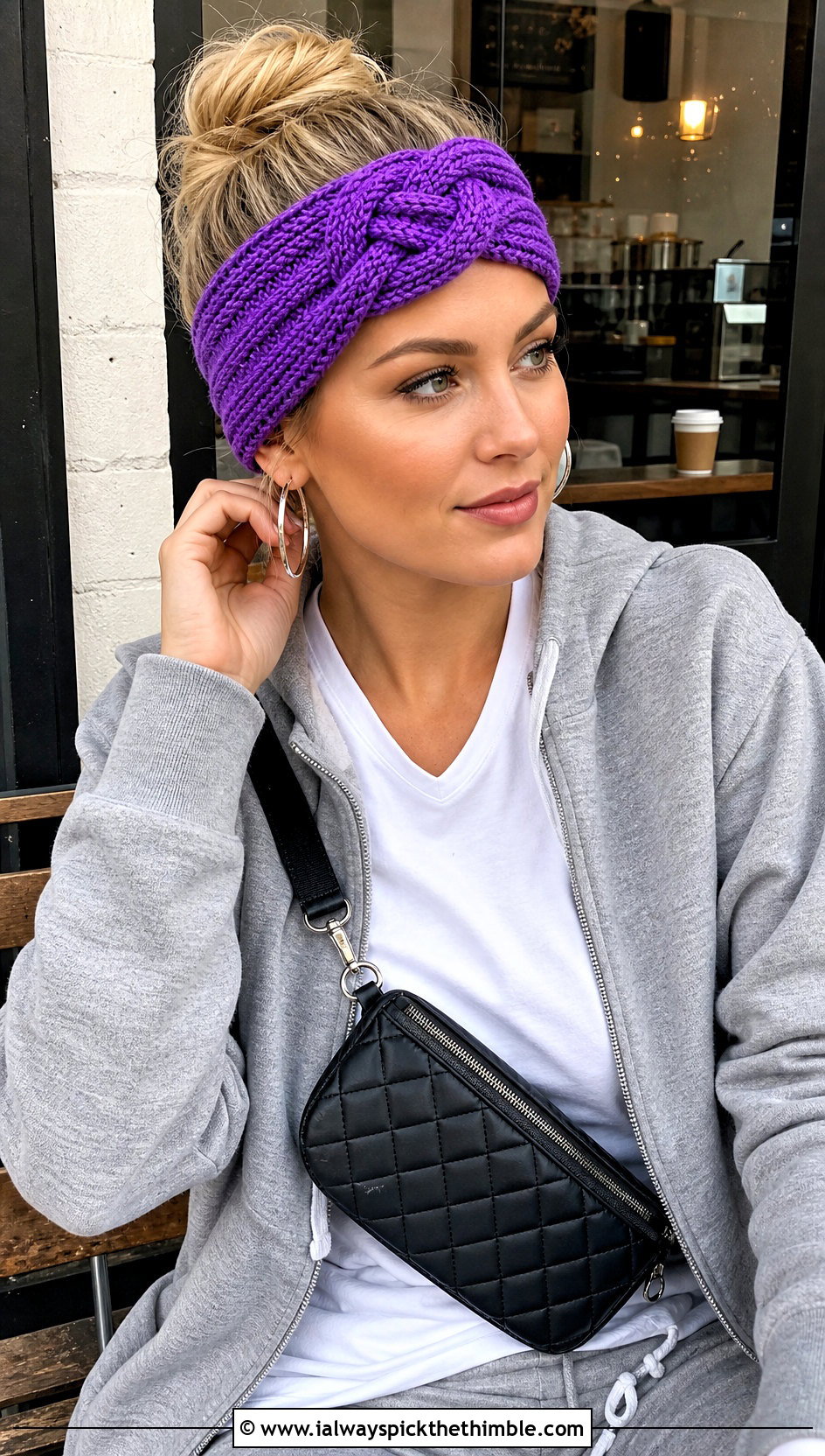 Interlocking Cable Crochet Headband With Hoodie And Joggers - 15 cable crochet headband outfit ideas