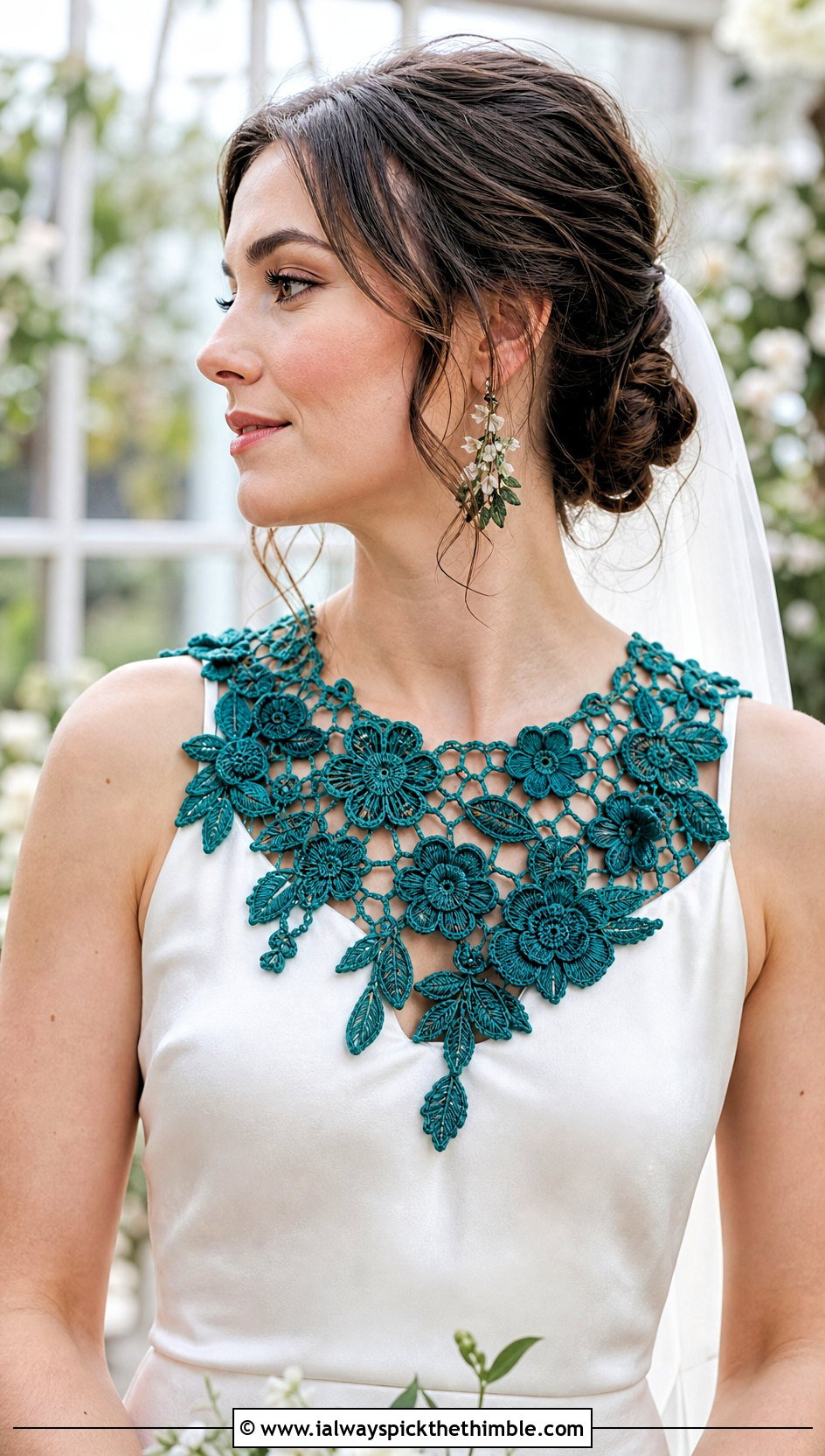 Irish Crochet Floral Collar With Silk Slip Wedding Dress - 15 Crochet Collar For Wedding Dress outfit ideas