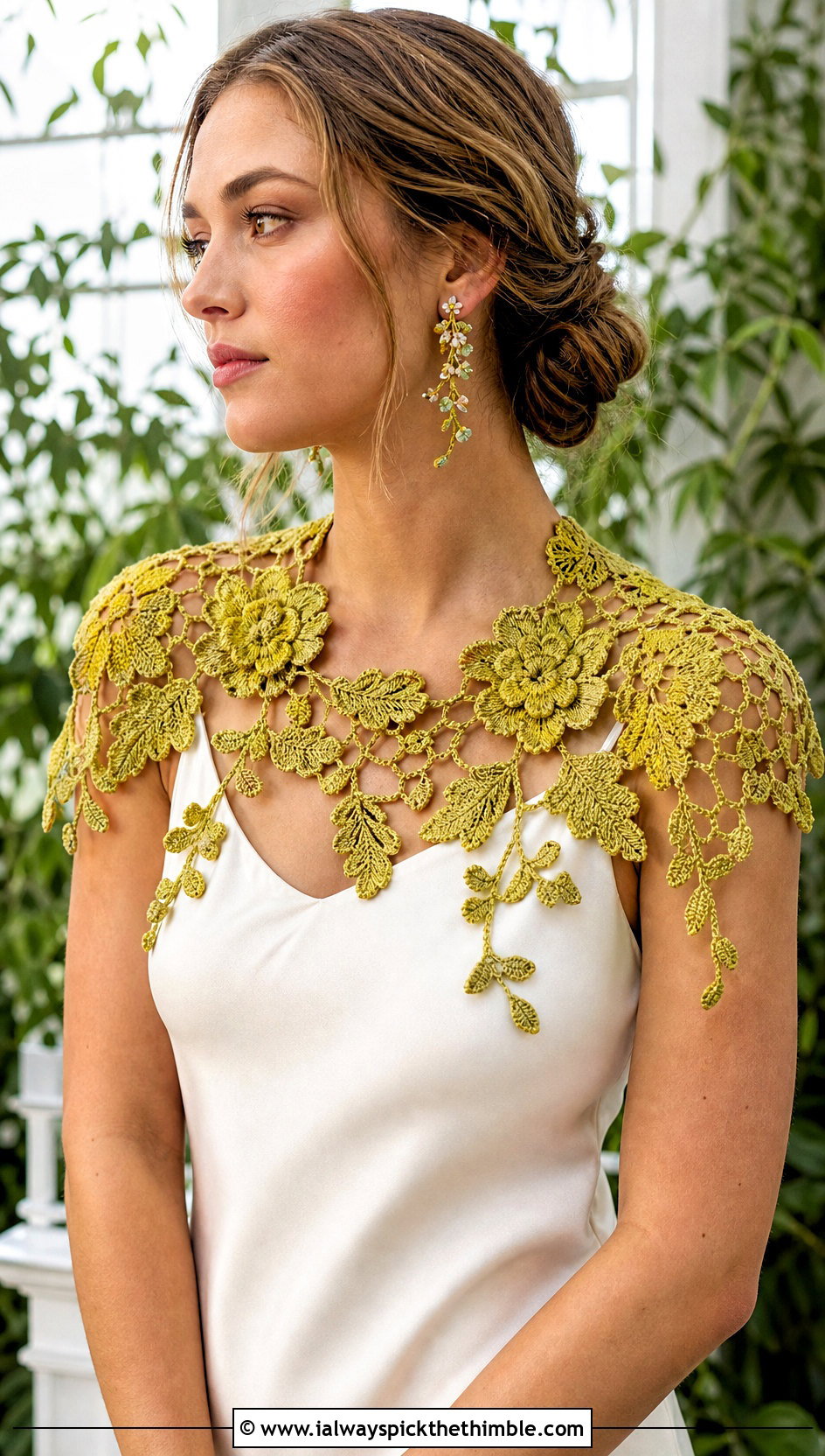 Irish Crochet Floral Collar With Silk Slip Wedding Dress - 15 crochet collar for wedding dress diy outfit ideas