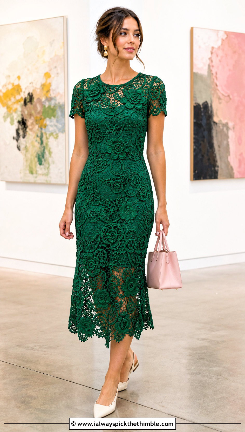 Irish Crochet Lace Midi Dress With Slingback Flats - 20 crochet for dresses outfit ideas