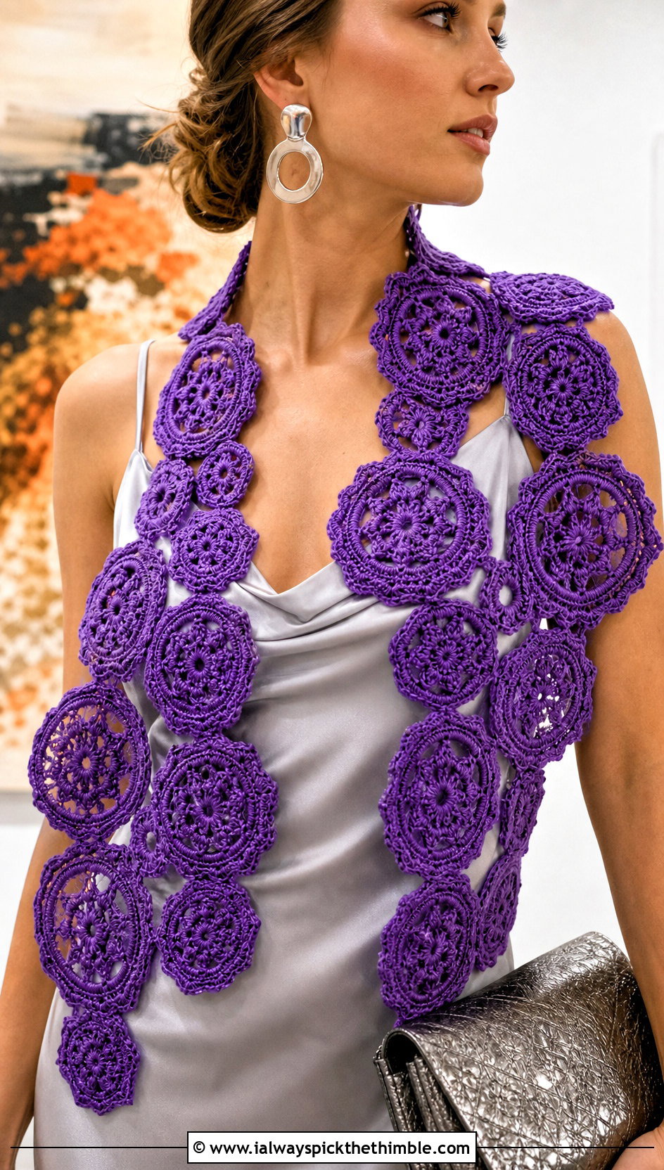 Irish Crochet Medallion Scarf With Slip Dress - 20 irish crochet scarf outfit ideas