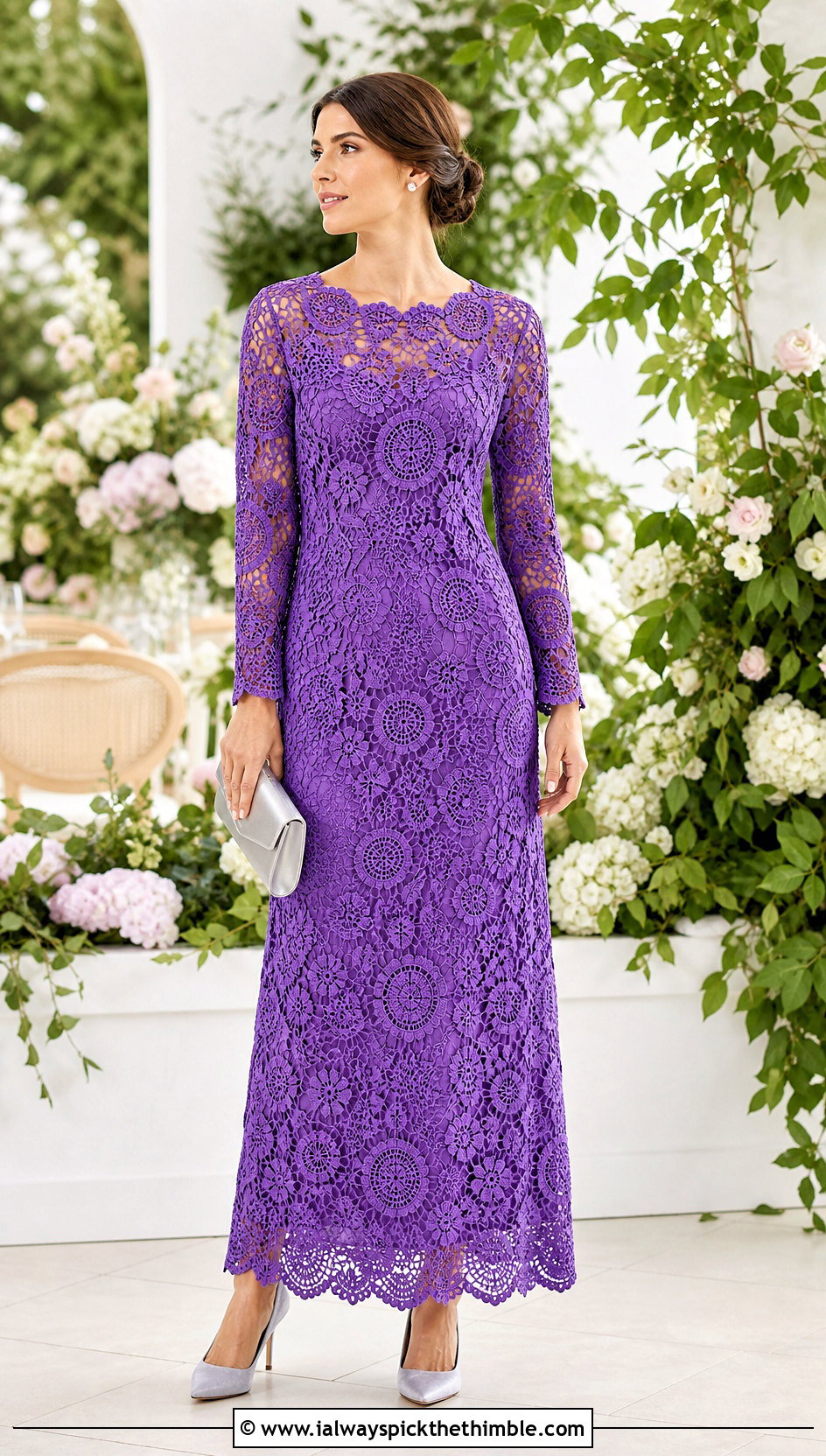 Irish Lace Crochet Gown With Satin Accessories - 25 crochet gown outfit ideas