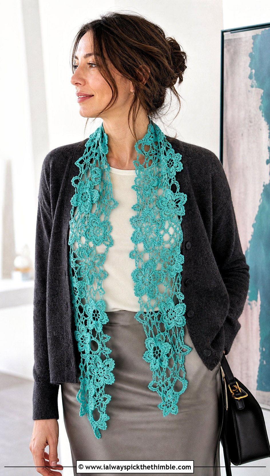 Irish Lace Crochet Scarf With Slip Skirt And Cardigan - 15 Easy Lace Crochet Scarf outfit ideas