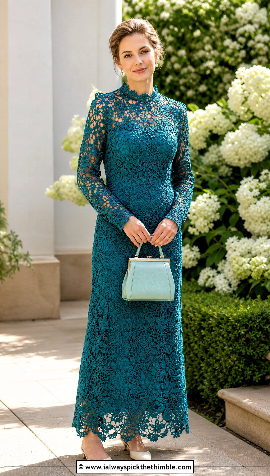 Irish Lace Floral Crochet Maxi Dress With Kitten Heels - 15 floral crochet maxi dress outfit ideas