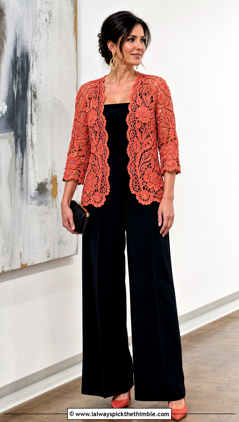 Irish Motif Crochet Lace Cardigan With Jumpsuit - 20 Crochet Long Lacy Cardigan outfit ideas