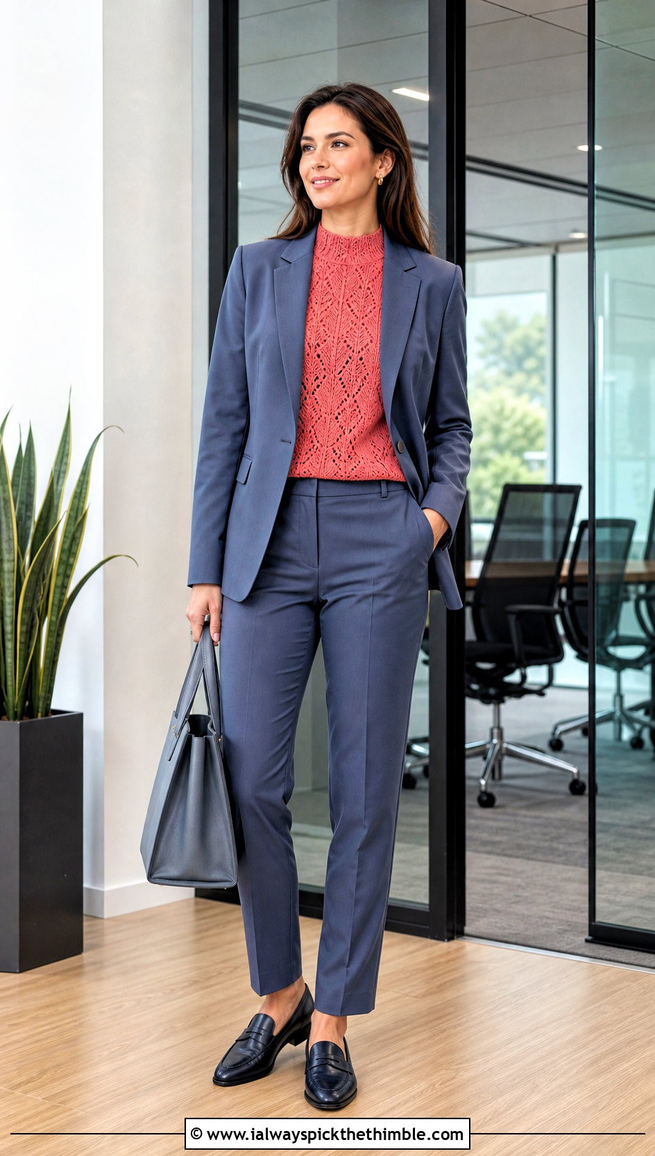 Ivy Mock Neck Crochet Top With A Pantsuit - 20 ivy crochet top outfit ideas