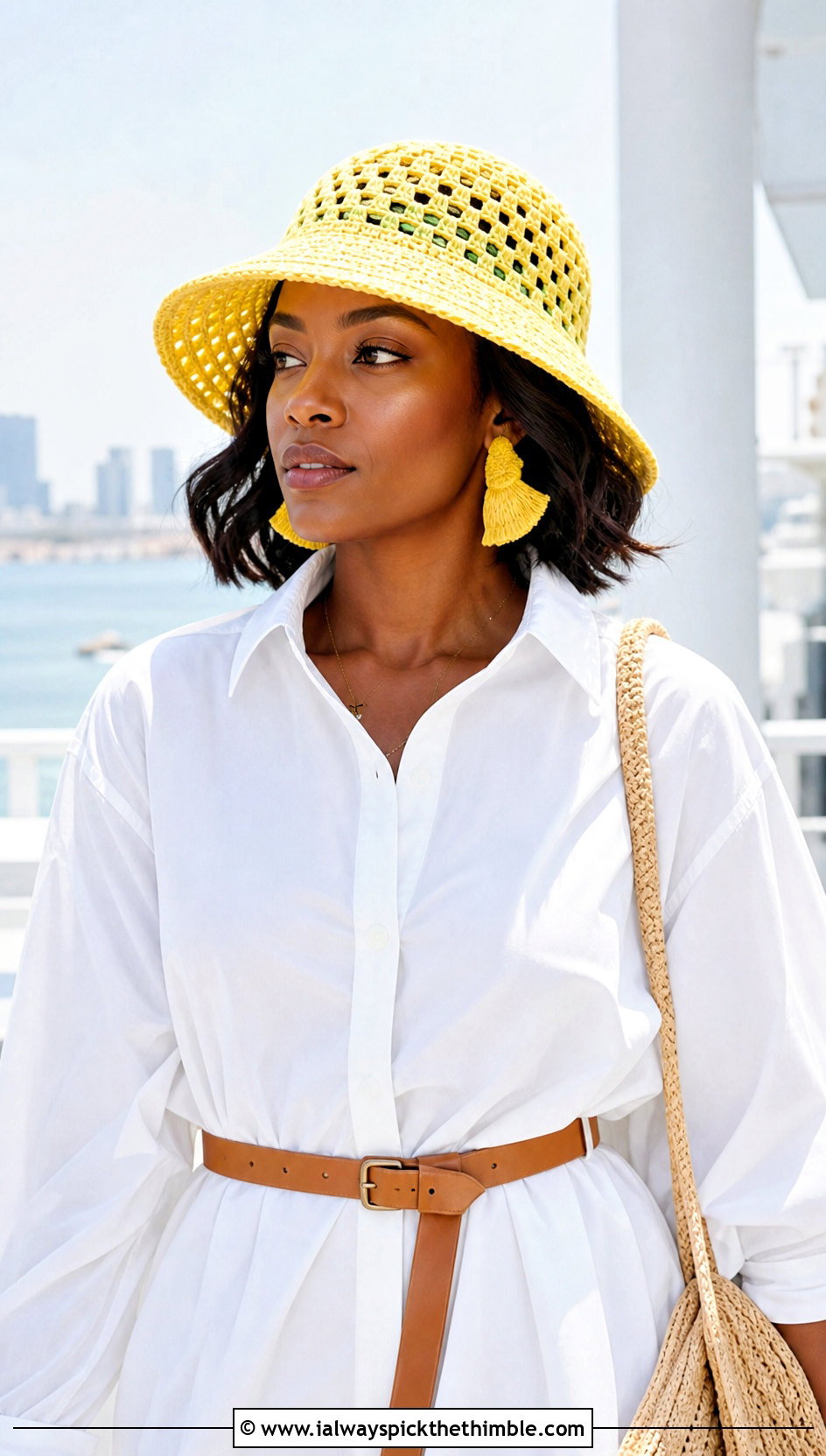 Jamaican Crochet Bucket Hat With White Shirt Dress - 20 Jamaican Crochet Hat outfit ideas