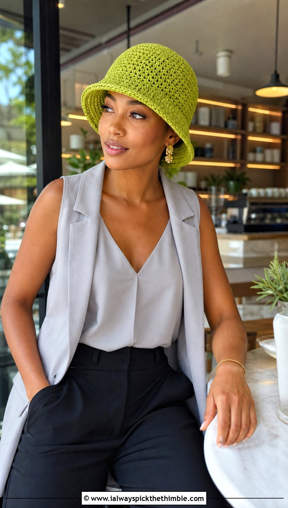 Jamaican Crochet Cloche Hat With Wide Leg Trousers - 20 Jamaican Crochet Hat outfit ideas