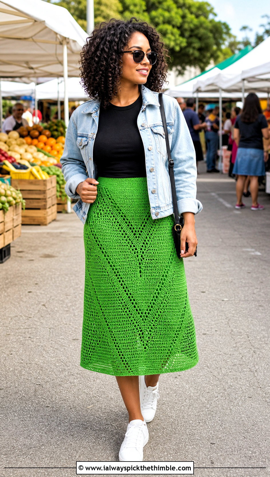 Jamaican Crochet Midi Skirt With Fitted T Shirt - 25 Crochet Jamaican Outfit ideas