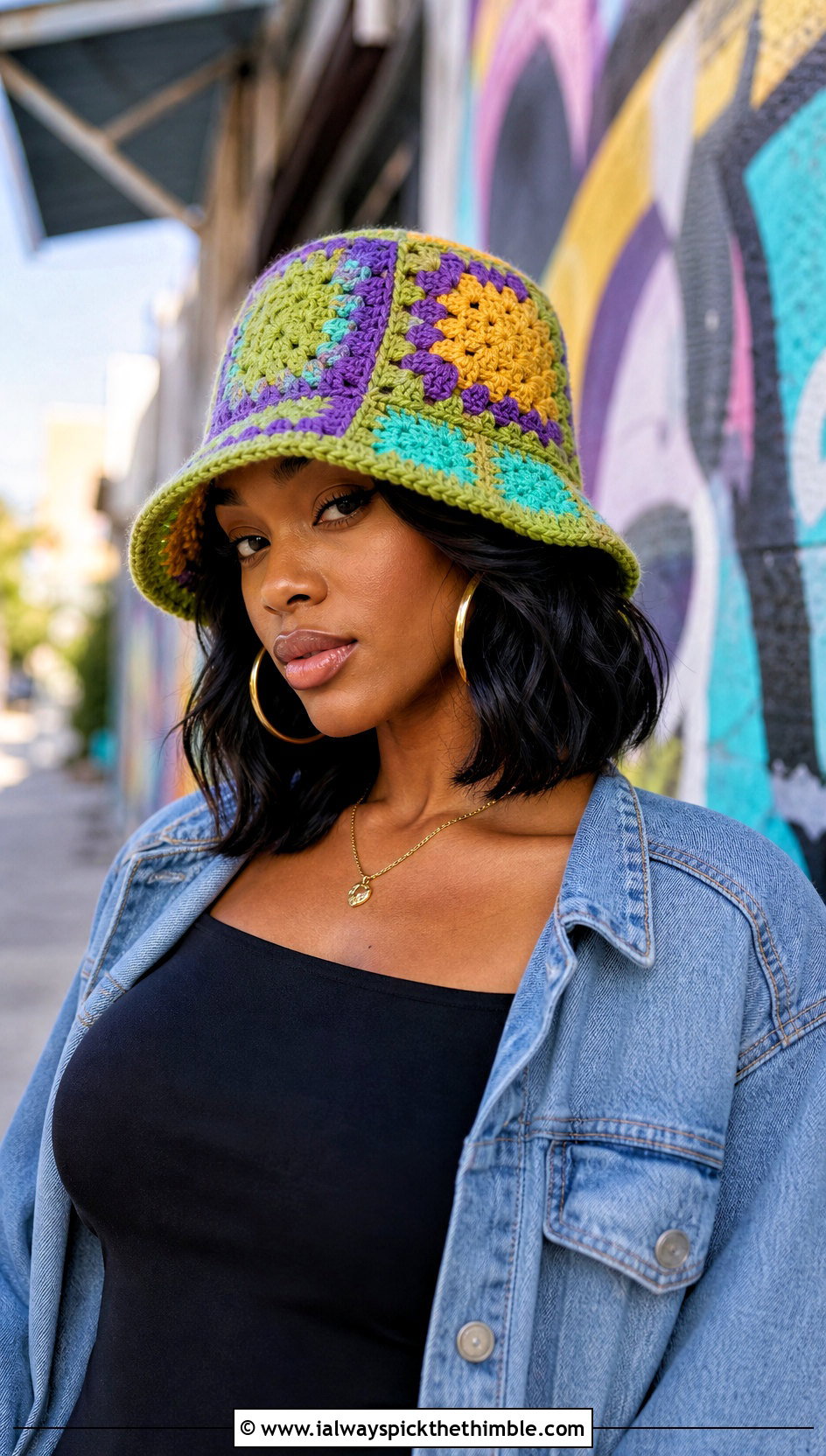 Jamaican Patchwork Crochet Bucket Hat With Column Dress - 20 Jamaican Crochet Hat outfit ideas