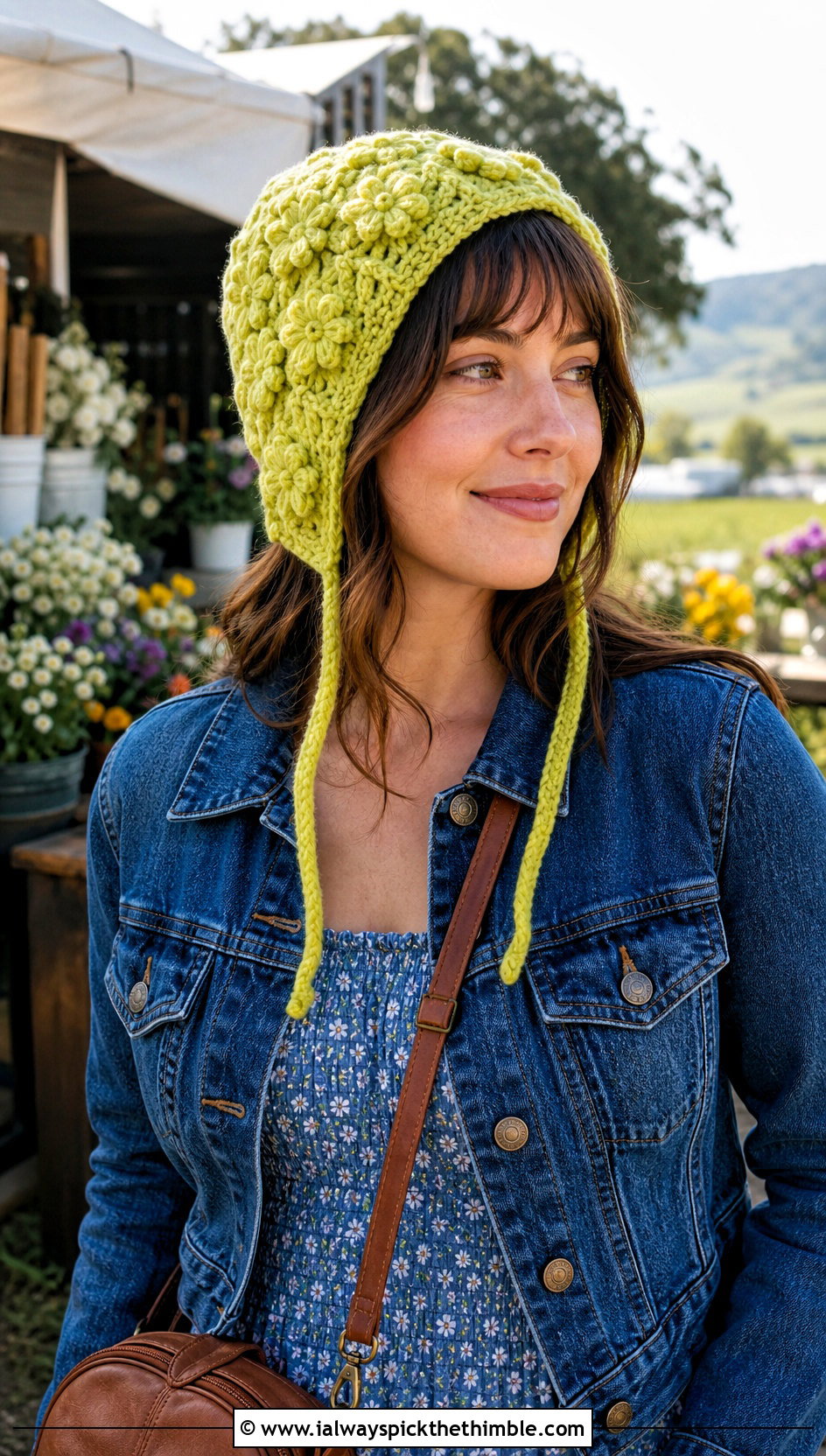 Jasmine Stitch Crochet Bonnet Hat With Prairie Dress - 20 jasmine stitch crochet hat outfit ideas