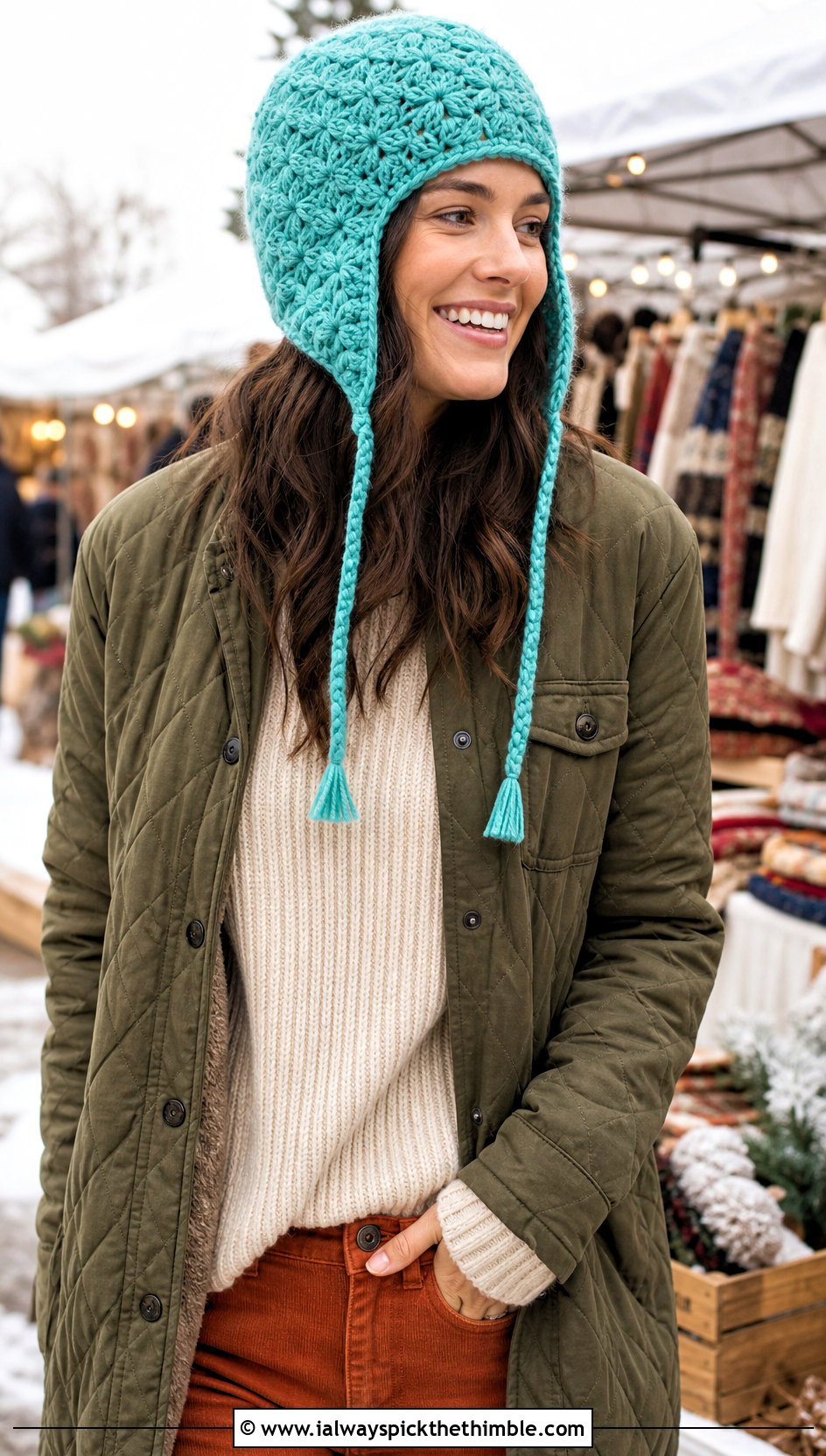 Jasmine Stitch Crochet Earflap Hat With Corduroy Outfit - 20 jasmine stitch crochet hat outfit ideas