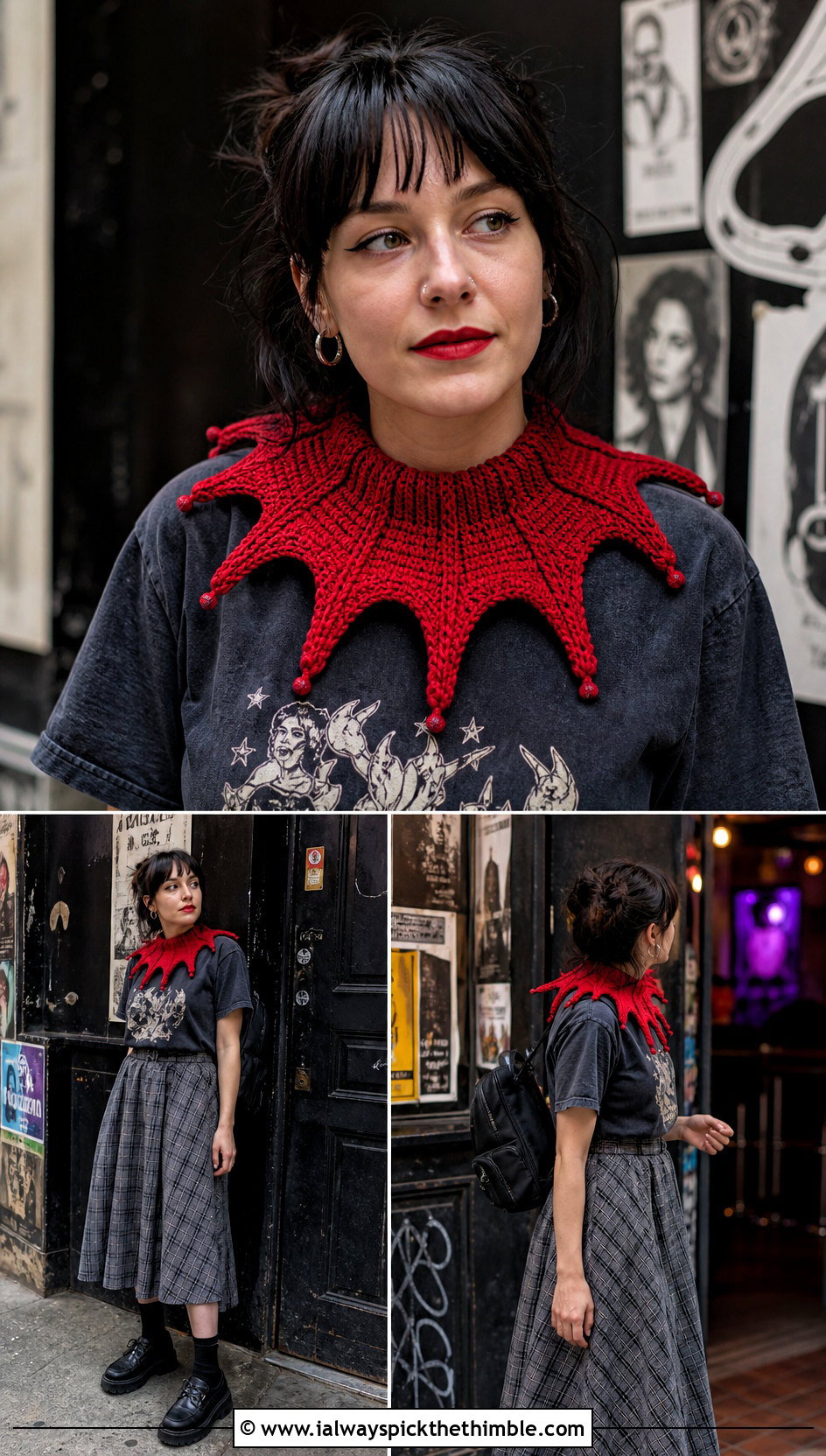Jester Point Clown Crochet Ruffle Collar With Graphic T Shirt - 20 Clown Crochet Ruffle Collar outfit ideas