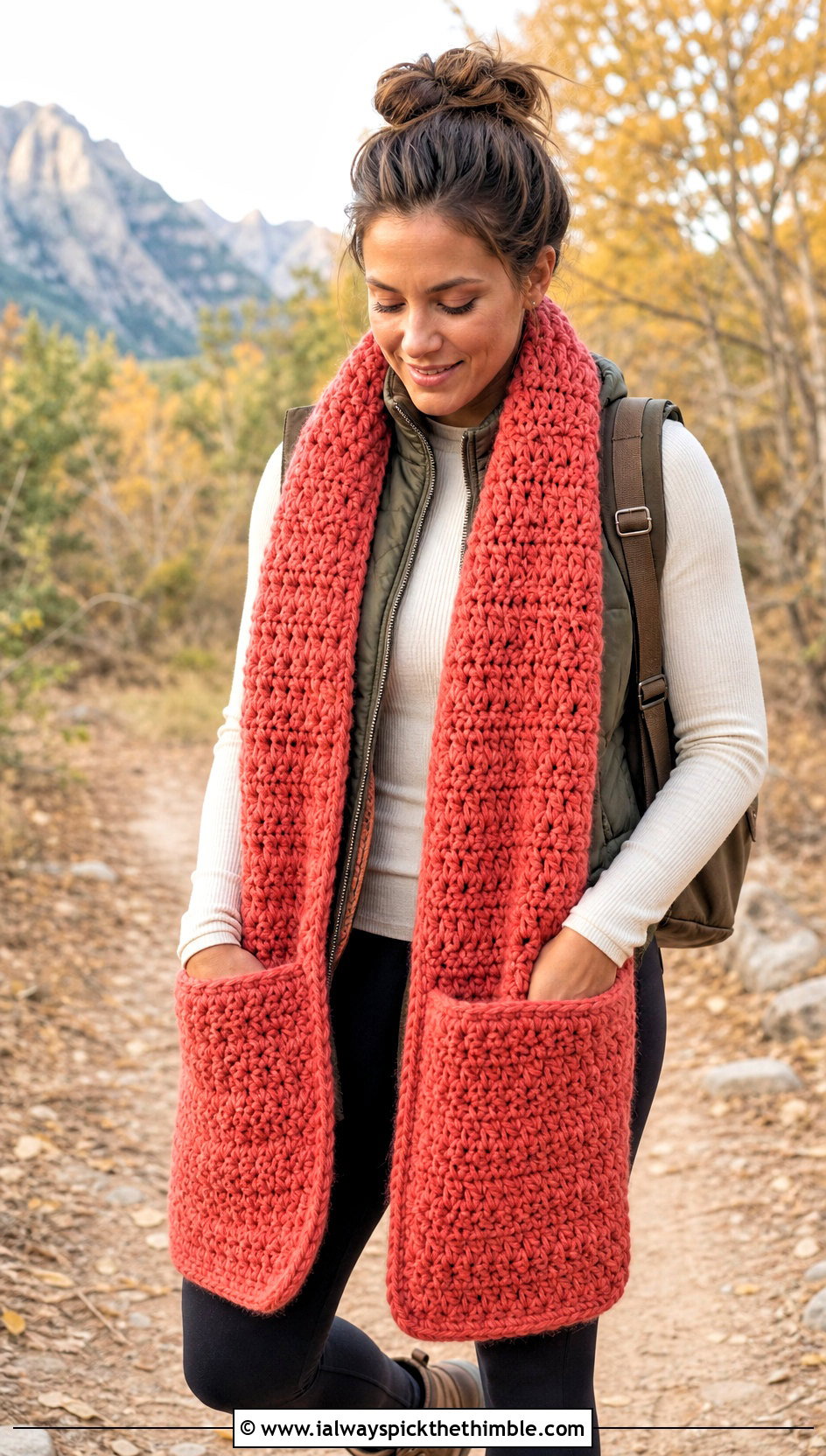 Jumbo Pocket Crochet Scarf With Leggings And Boots - 15 Jumbo Yarn Crochet Scarf outfit ideas