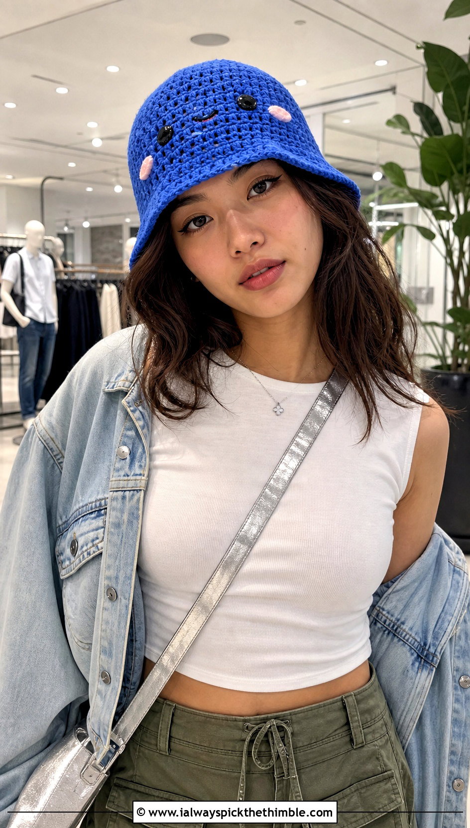 Kawaii Crochet Bucket Hat With Cargo Skirt - 20 Kawaii Crochet Hat outfit ideas