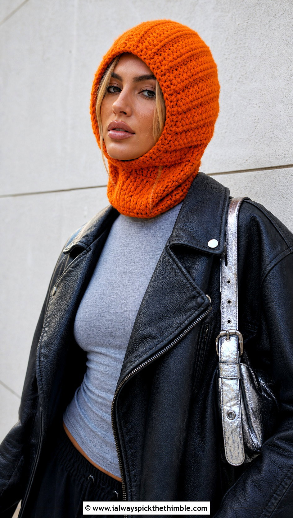 Kenny Crochet Hood Hat With Leather Jacket - 20 Crochet South Park Hat outfit ideas