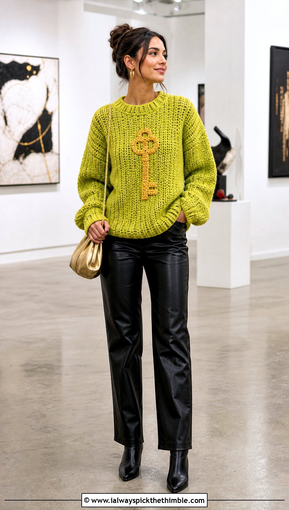 Key Crochet Mabel Pines Sweater With Faux Leather Pants - 20 crochet mabel pines sweater outfit ideas
