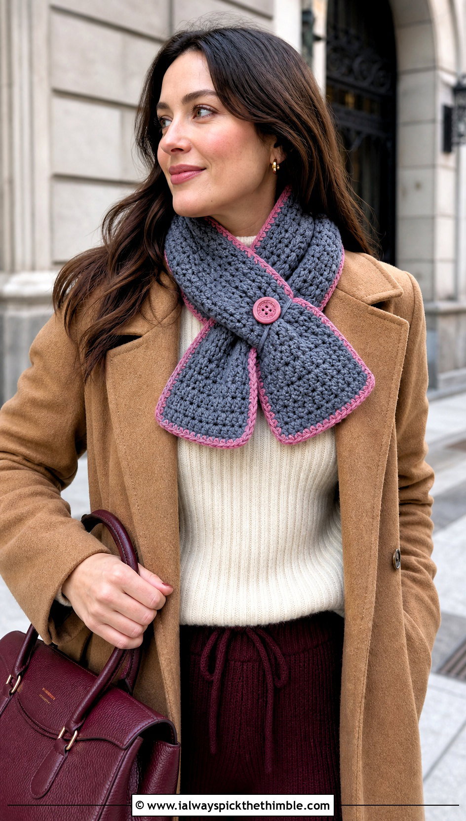 Keyhole Chunky Gray Crochet Scarf With Knit Set And Loafers - 15 Chunky Gray Crochet Scarf outfit ideas