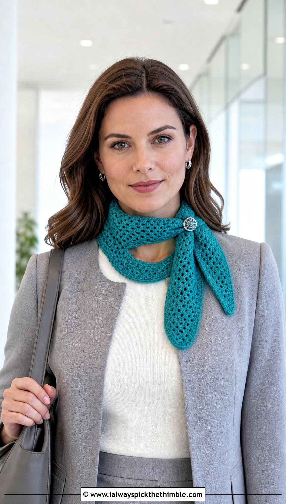 Keyhole Crochet Textured Scarf With Skirt Suit - 20 Crochet Textured Scarf outfit ideas