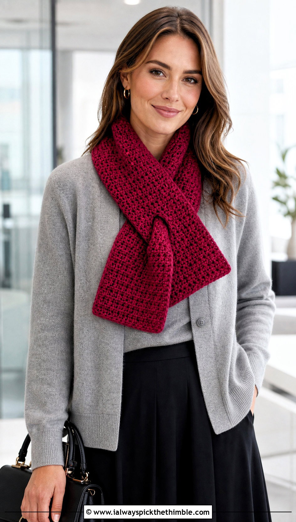 Keyhole Hdc Crochet Scarf With Cardigan Set - 20 Hdc Crochet Scarf outfit ideas