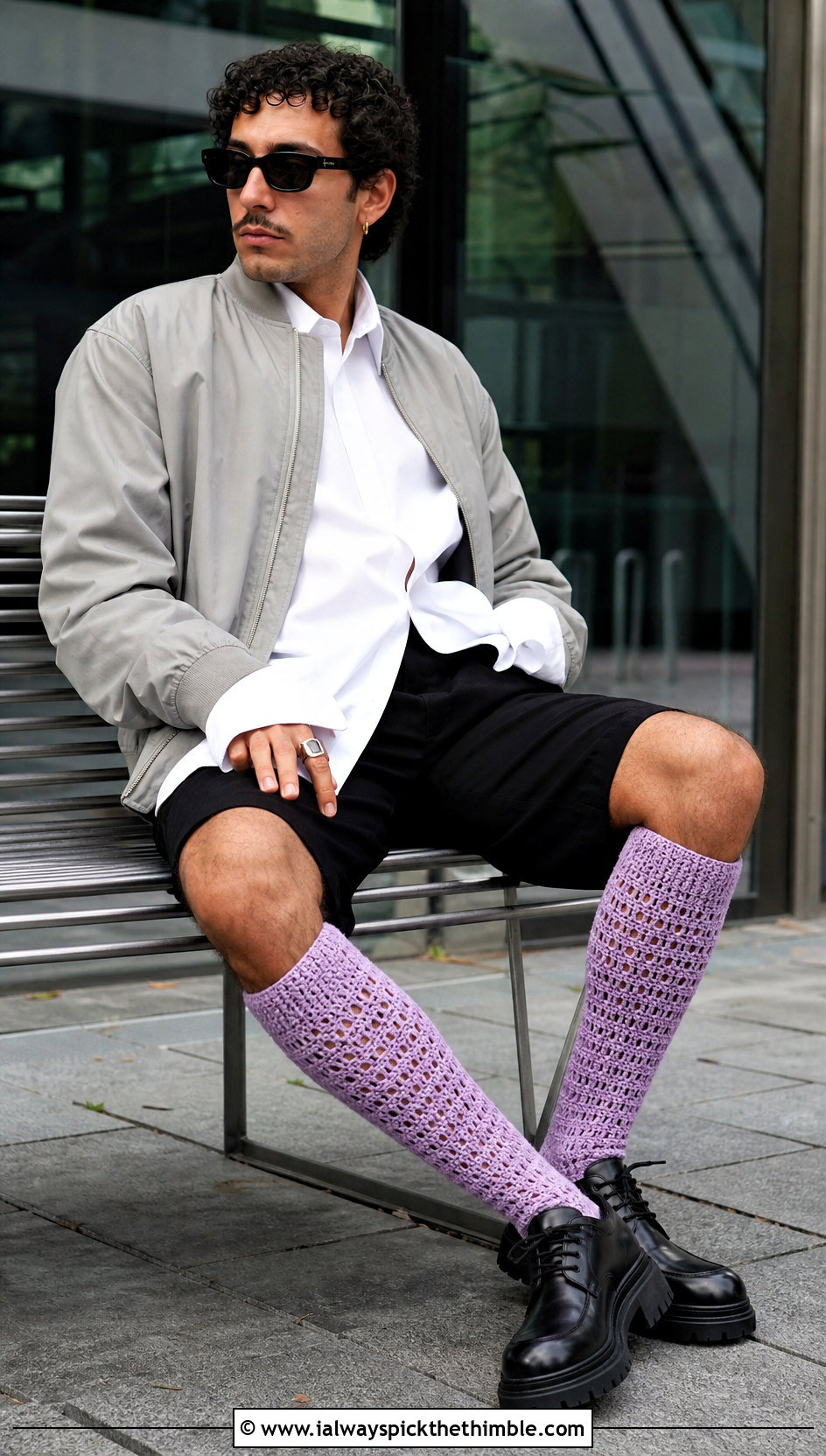 Knee High Crochet Socks With Bermuda Shorts - 20 men's crochet socks outfit ideas