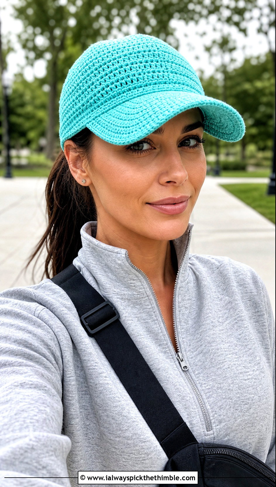 Knit Look Crochet Baseball Cap With Athleisure - 20 Crochet Knit Look Hat outfit ideas