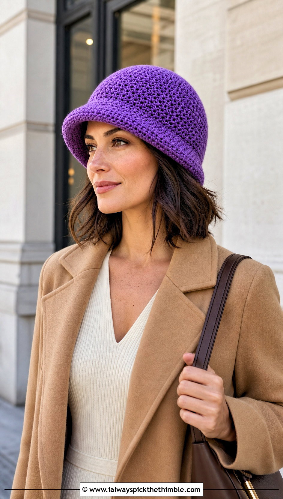 Knit Look Crochet Cloche Hat With Midi Dress - 20 Crochet Knit Look Hat outfit ideas