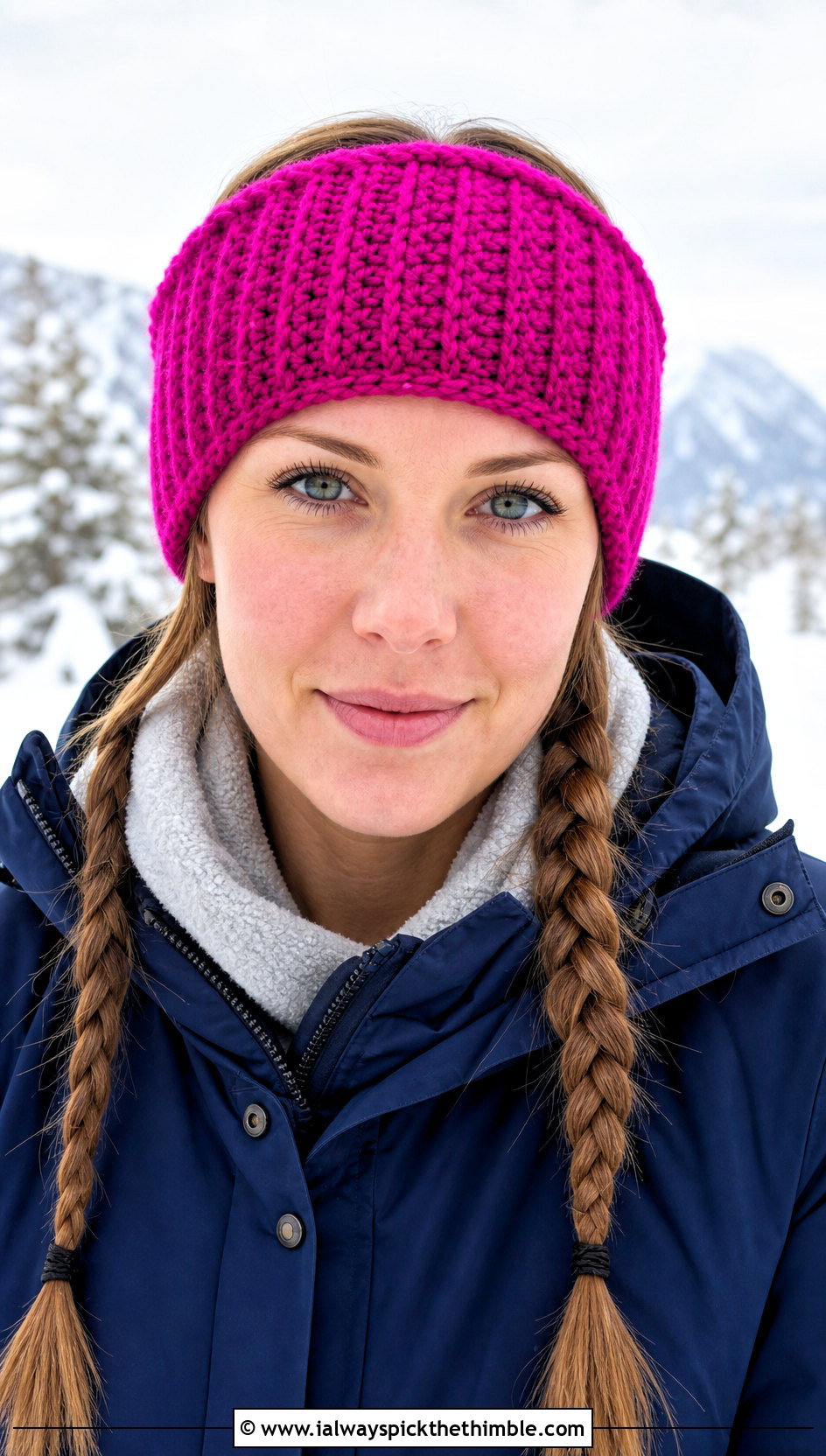 Knit Look Crochet Ear Warmer With Parka - 25 crochet ear warmers outfit ideas