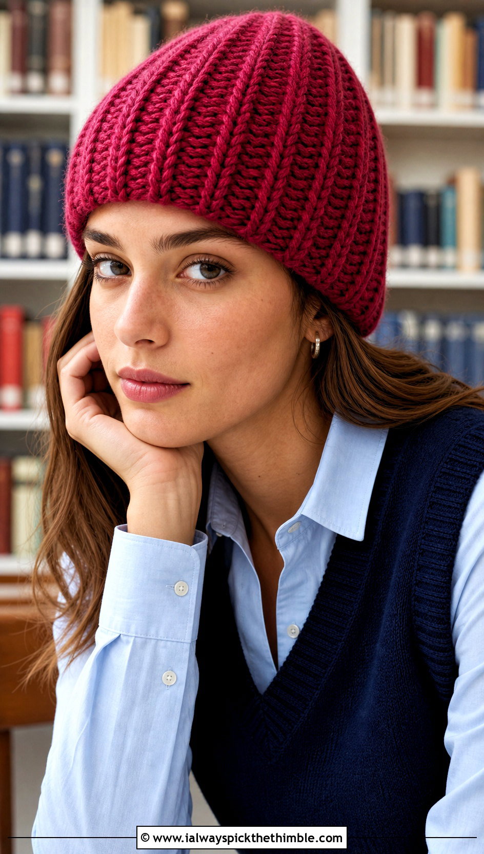 Knit Look Ribbed Crochet Toque With Sweater Vest - 25 ribbed crochet hat outfit ideas