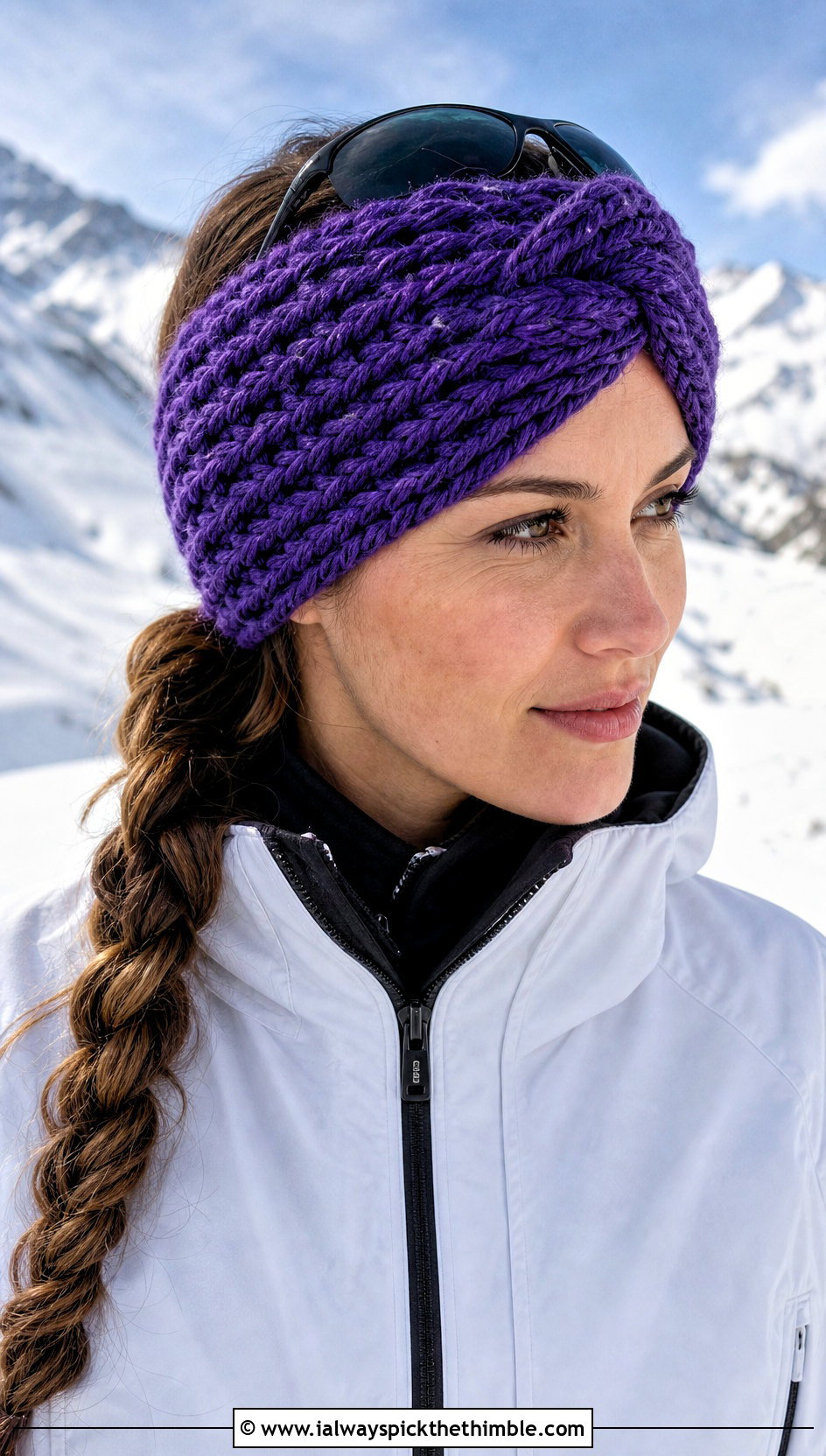 Knot Front Bulky Yarn Crochet Ear Warmer With Ski Jacket - 20 Bulky Yarn Crochet Ear Warmer outfit ideas
