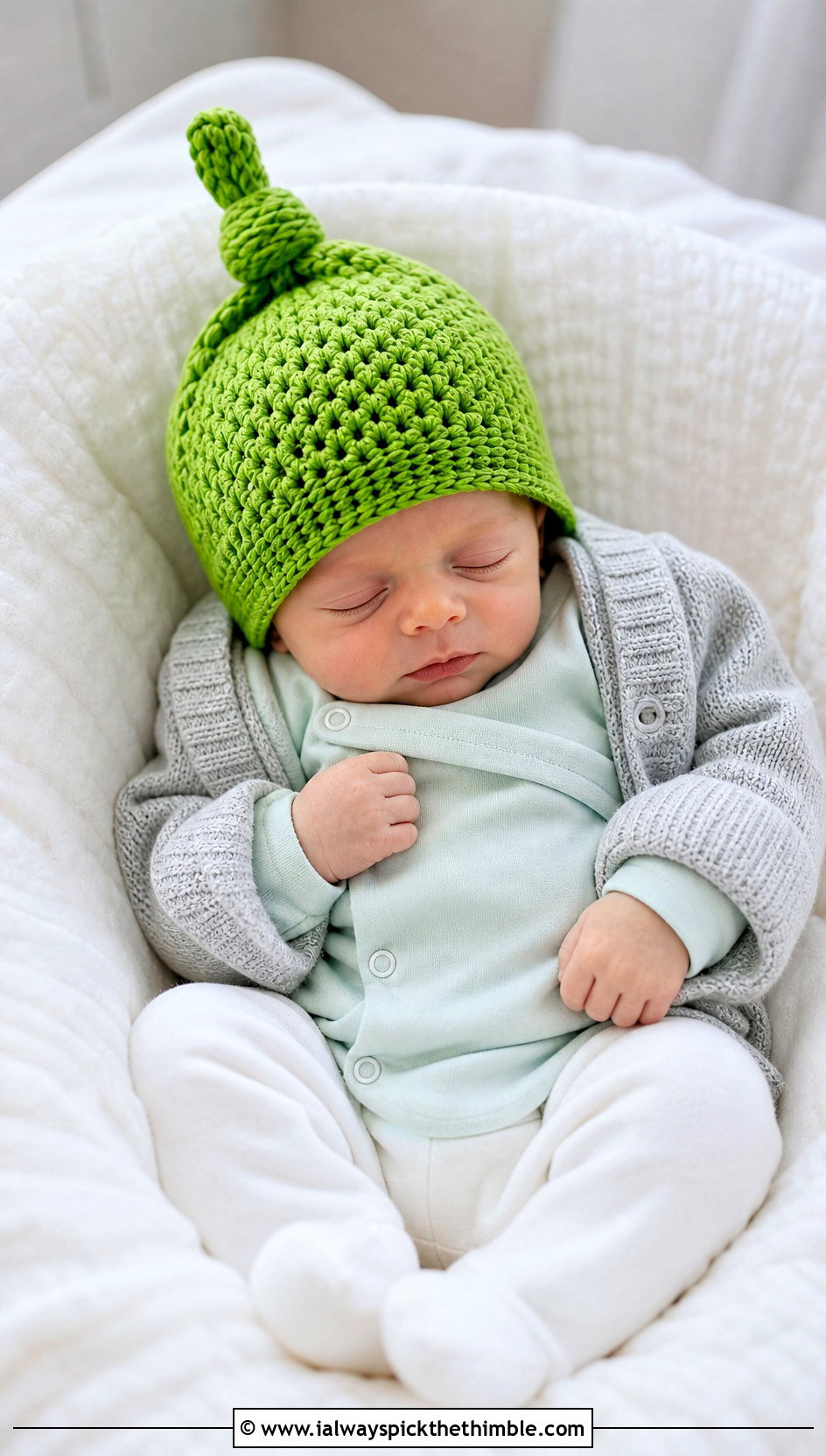 Knot Top Preemie Crochet Hat With Side Snap Bodysuit - 20 premie crochet hat outfit ideas