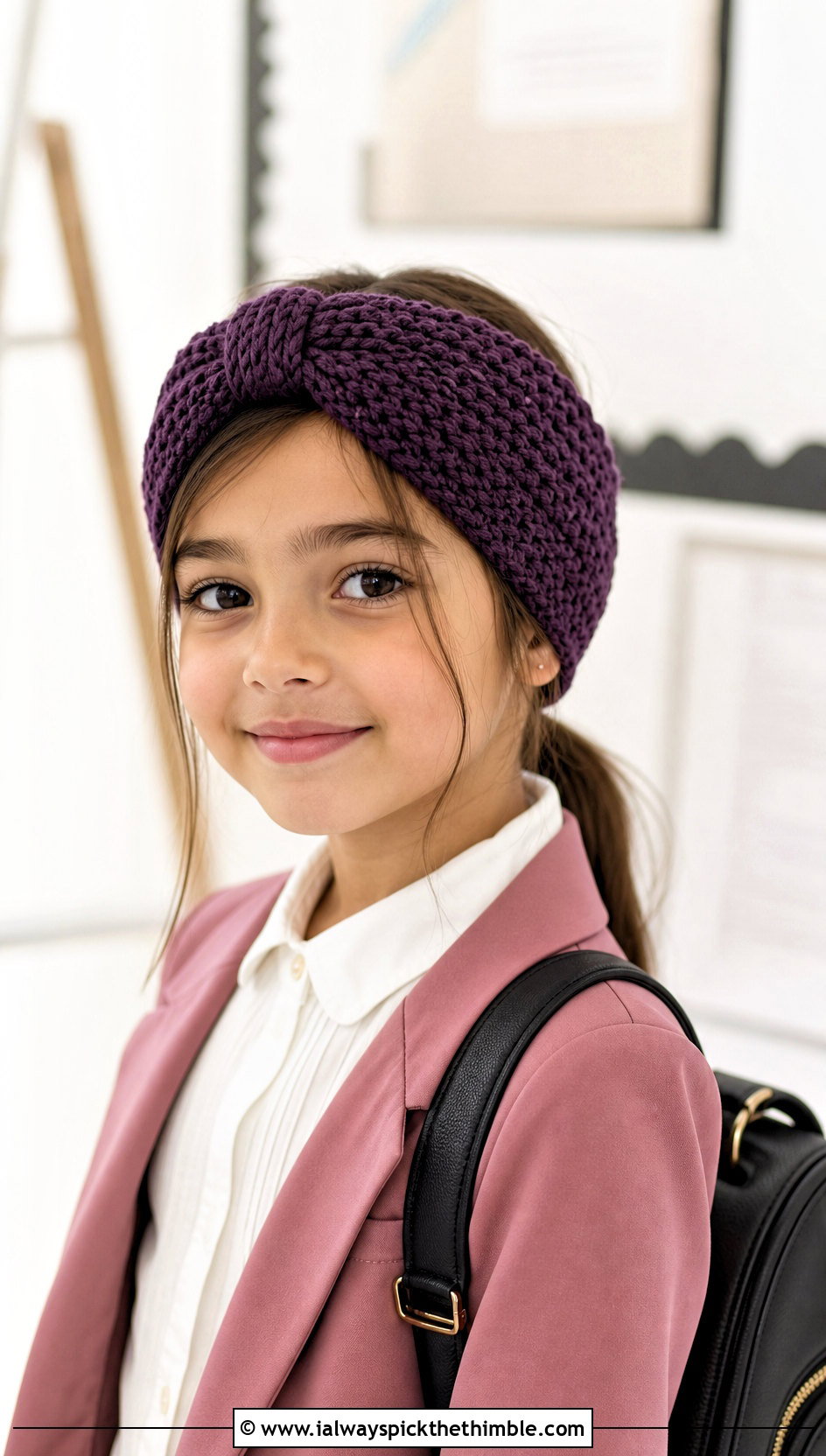 Knotted Crochet Headband With Blazer And Trousers - 15 Childrens Crochet Headband outfit ideas