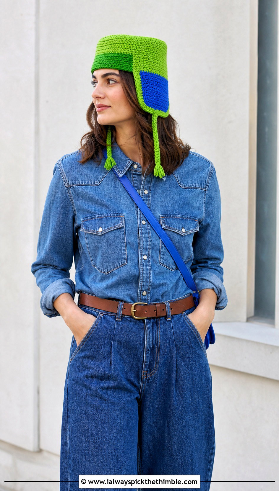 Kyle Square Crown Crochet Hat With Double Denim - 20 Crochet South Park Hat outfit ideas