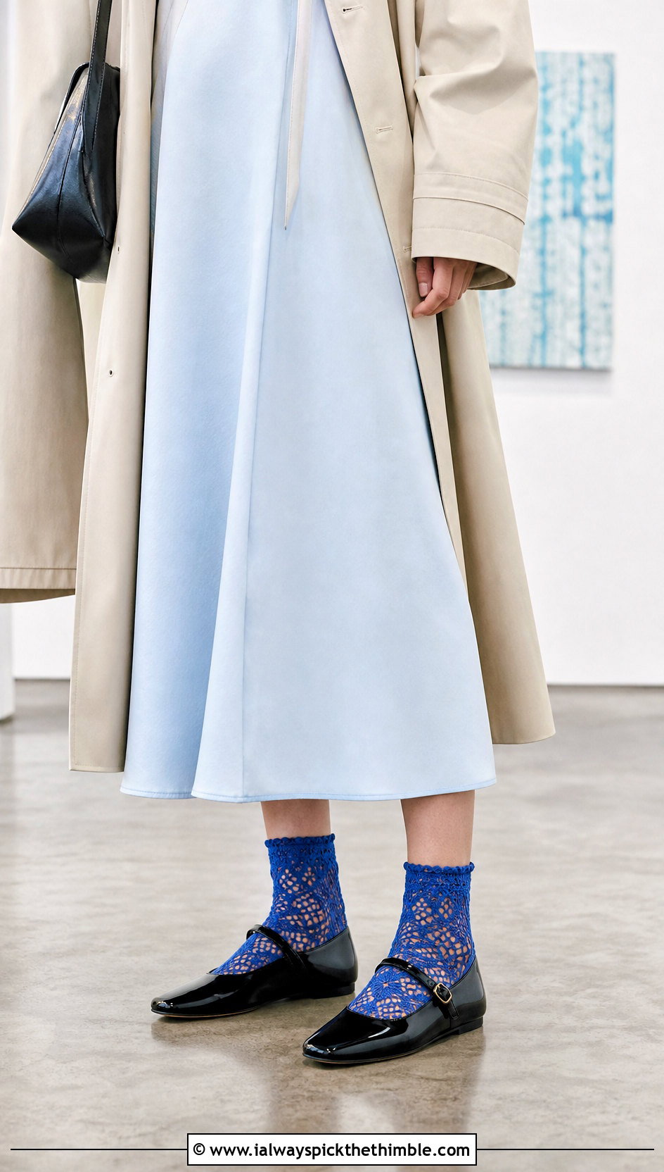 Lace Ankle Crochet Flat Socks With Mary Janes And Midi Dress - 20 Crochet Flat Socks outfit ideas