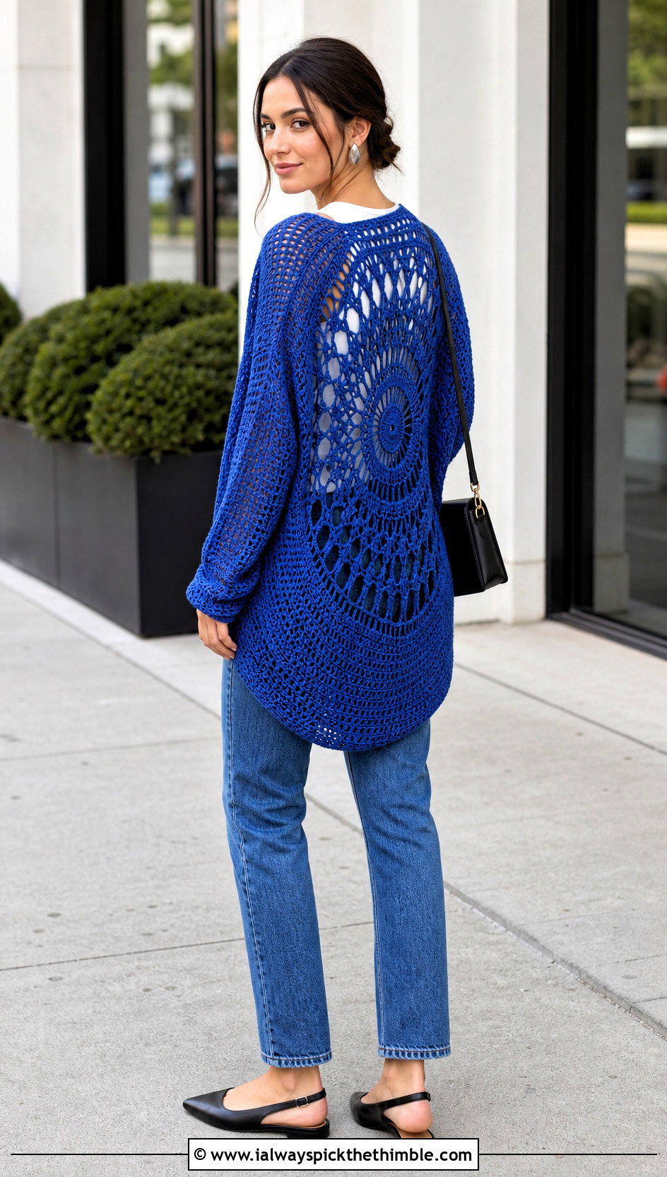 Lace Back Dream Catcher Cocoon Cardigan With Straight Jeans - 20 dream catcher crochet cardigan outfit ideas