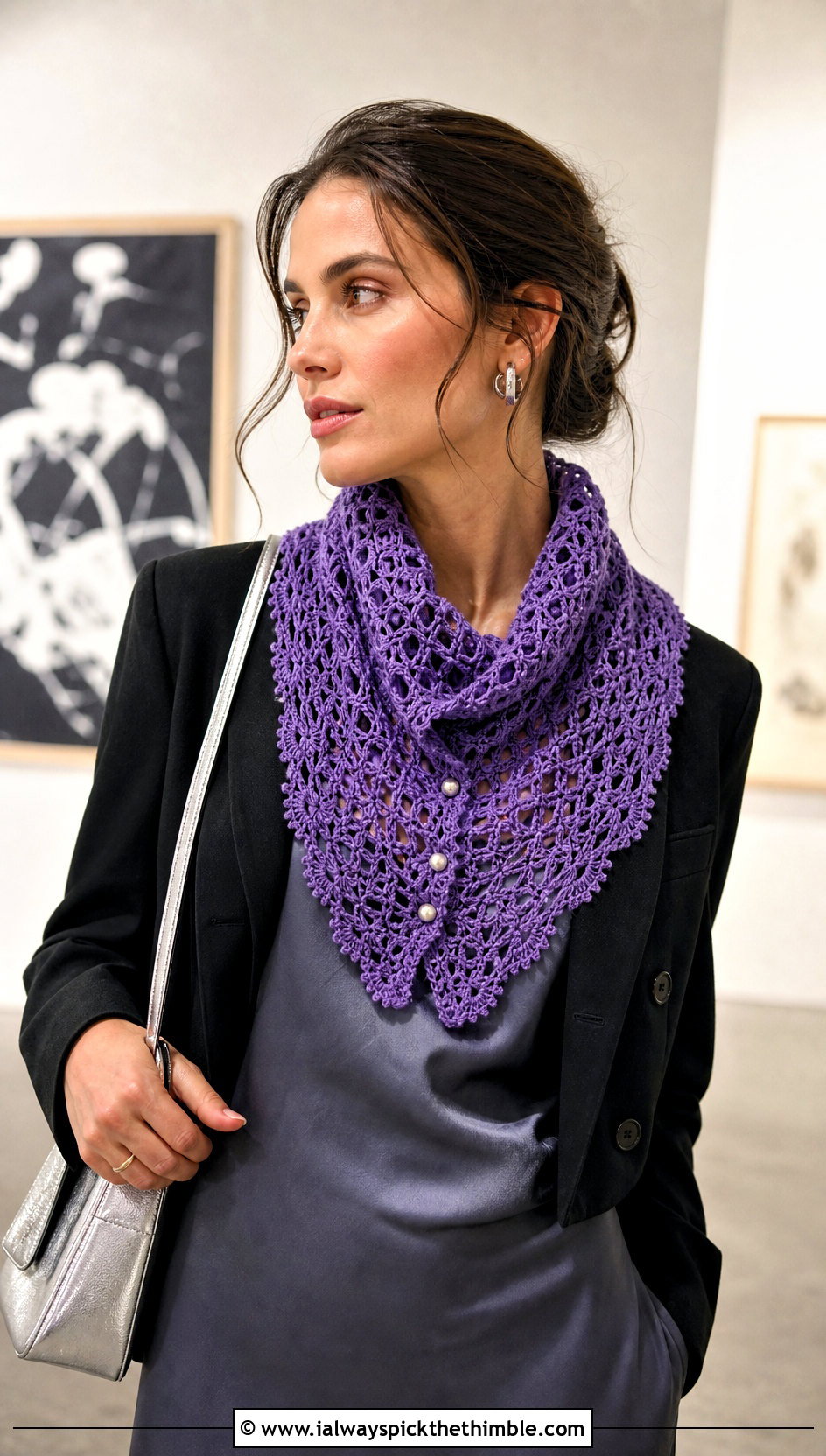 Lace Button Cowl With Slip Dress - 20 crochet button cowl outfit ideas