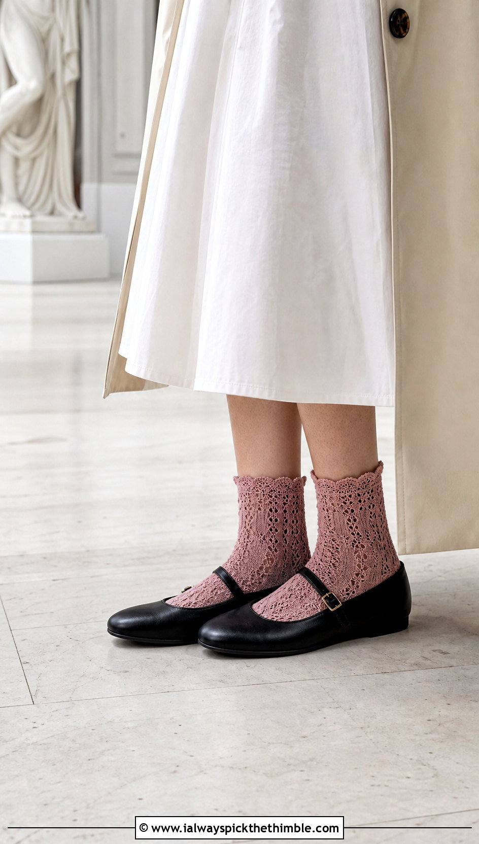 Lace Crochet Ankle Socks With Mary Janes - 20 Quick Crochet Socks outfit ideas